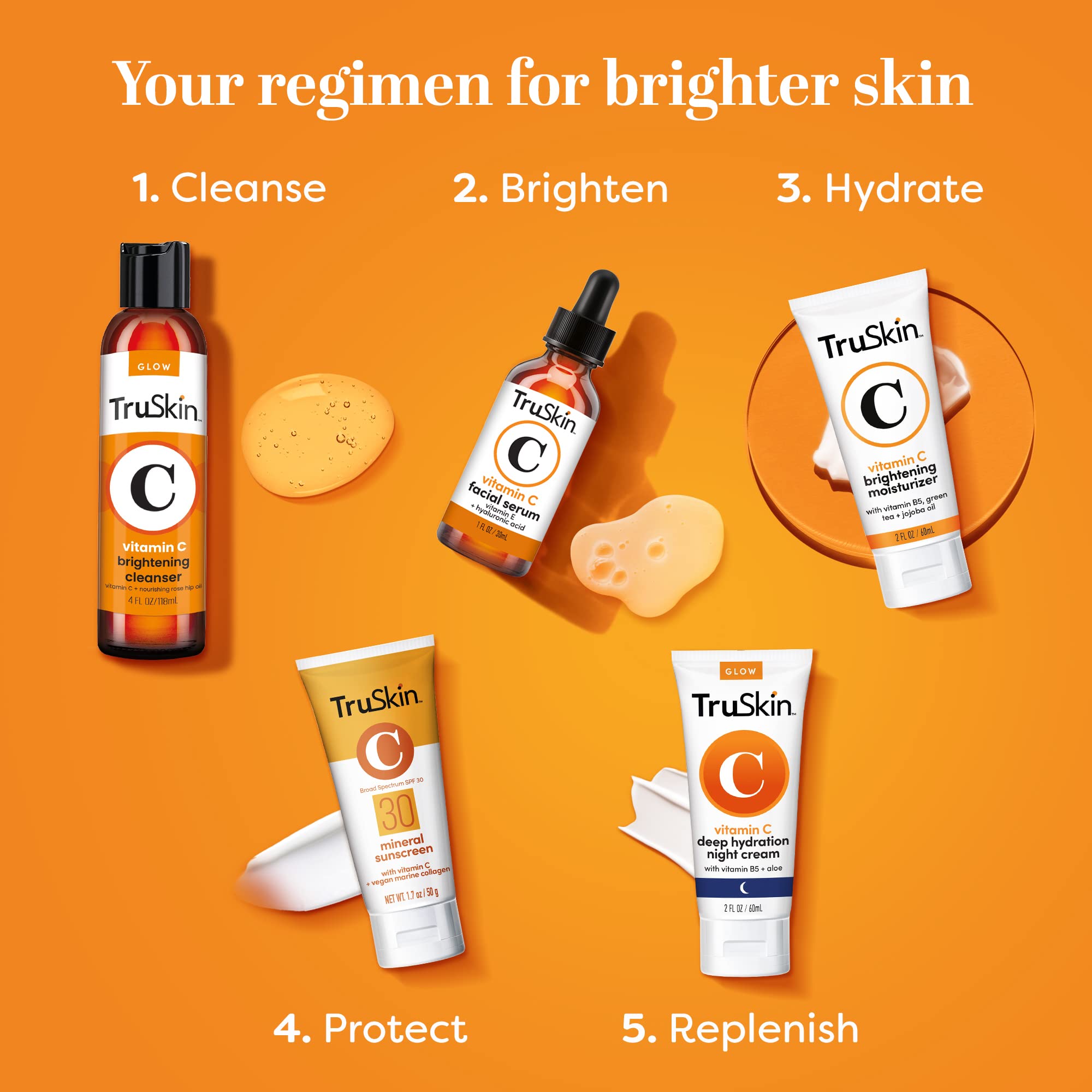 TruSkin Mineral Sunscreen SPF 30 for Face - Broad Spectrum Zinc Oxide Sunscreen with Vitamin C & Vegan Marine Collagen - Lightweight, Non-Greasy SPF for Sensitive Skin - 1.7 fl oz - Perfect for Daily Use, Outdoor Activities & Beach Protection