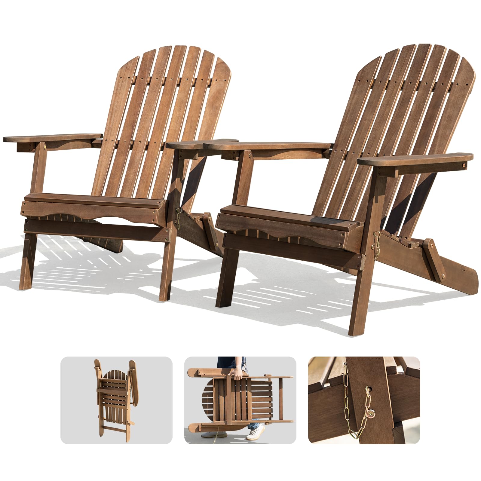 Premium IDZO Outdoor Adirondack Chair Set of 2 - Pre-Assembled Backrest Patio Furniture for Garden, Porch, Deck & Firepit - Perfect for Backyard Relaxation, Poolside Lounging & Outdoor Entertaining