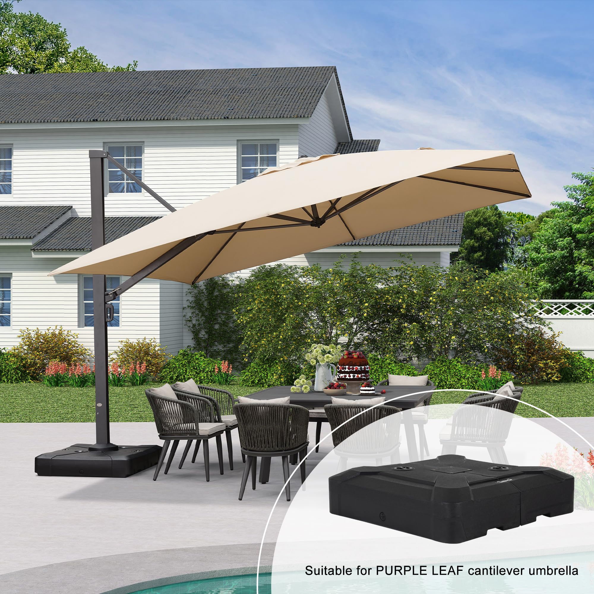 **PURPLE LEAF XN4150 Heavy-Duty Patio Umbrella Base – 330LBS Weighted Stand for Outdoor Market Umbrellas (Sand or Water Fillable) – Perfect for Backyard, Poolside, and Patio Use**