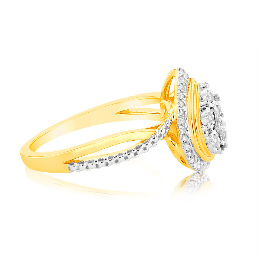 9ct Yellow Gold 1/6 Carat Pear Shaped Diamond Ring - Elegant Jewelry for Engagement, Wedding & Special Occasions