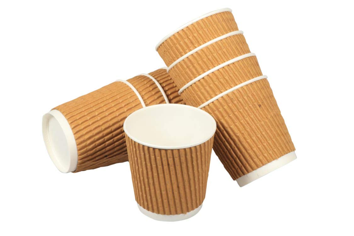 Shraddha 150ml Ripple Brown Disposable Paper Cups - 50 Pack | Hot & Cold Drink Cups for Coffee, Tea, Juice | Perfect for Parties, Offices, Cafes, and Events | Eco-Friendly & Leak-Proof Design