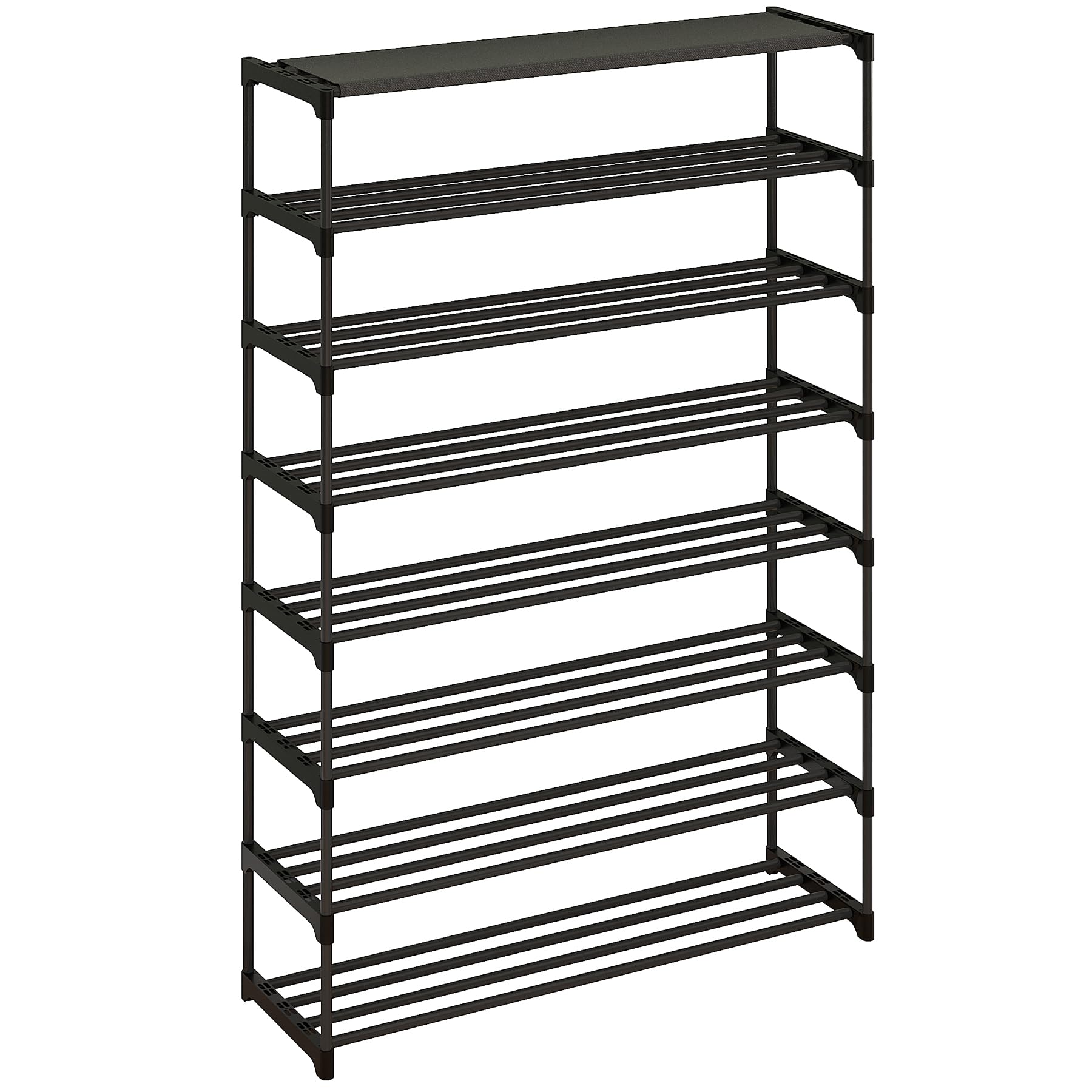 Calmootey 8-Tier Shoe Rack - Large Capacity Organizer Holds 40 Pairs | Stackable Shoe Shelf for Entryway & Hallway | Space-Saving Black Shoe Storage Solution for Home, Apartment & Closet Organization