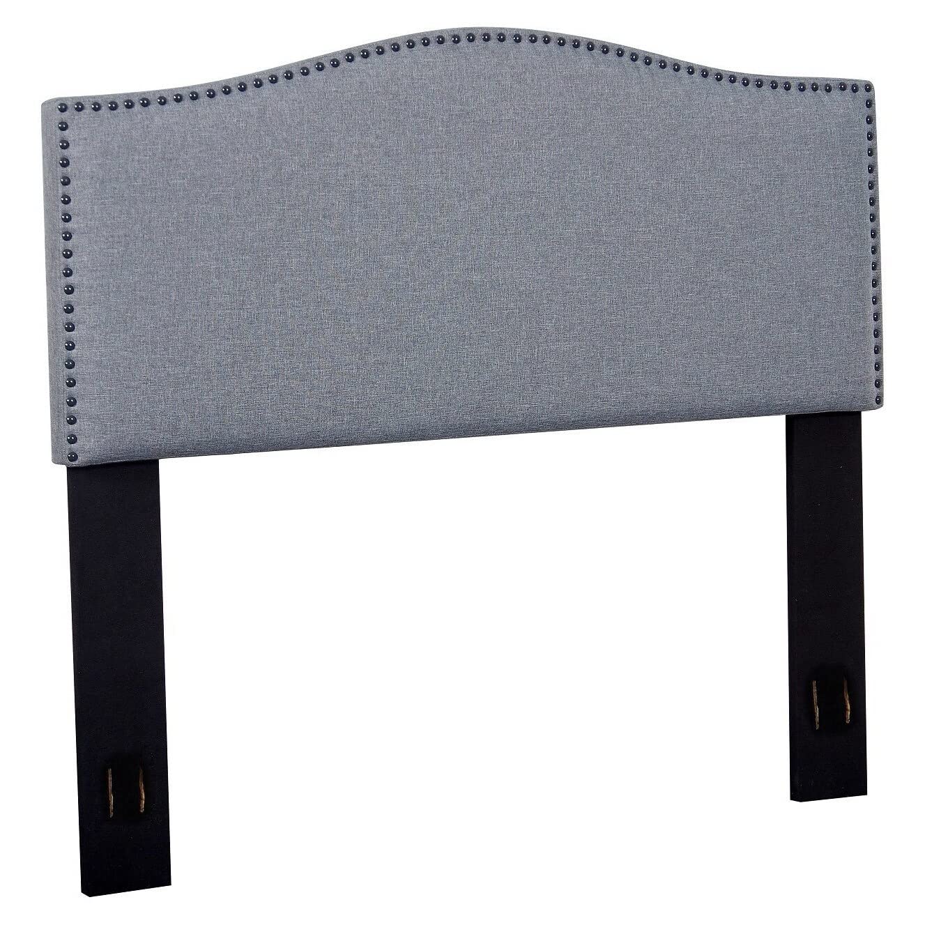 US Pride Furniture Full/Queen Size Nailhead Upholstered Fabric Headboard in Grey - Perfect for Bedroom Decor & Modern Home Styling