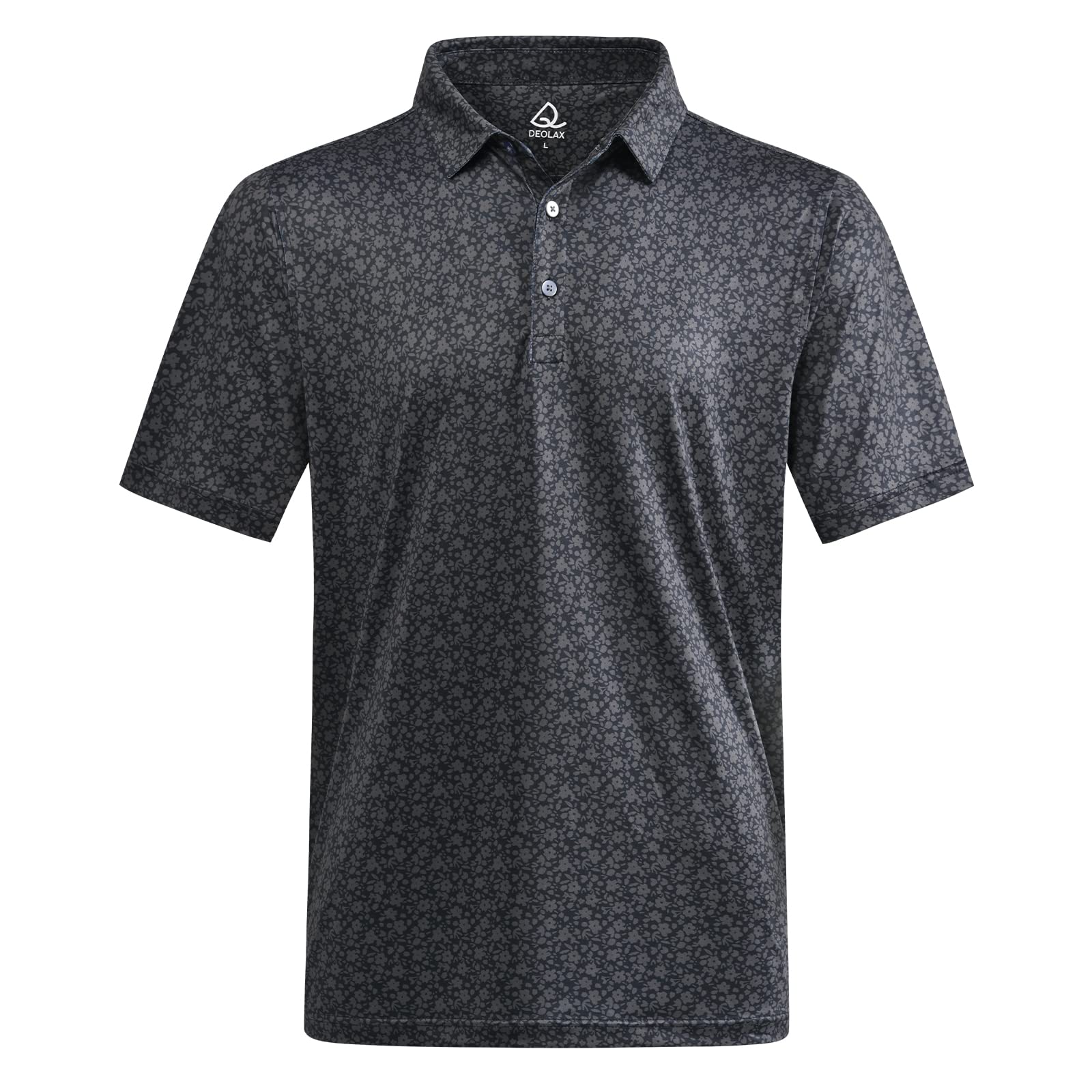 DEOLAX Men's Fashion Print Quick Dry Golf Polo Shirt - Moisture Wicking, Breathable Short Sleeve Tee for Golf, Casual Wear & Outdoor Activities