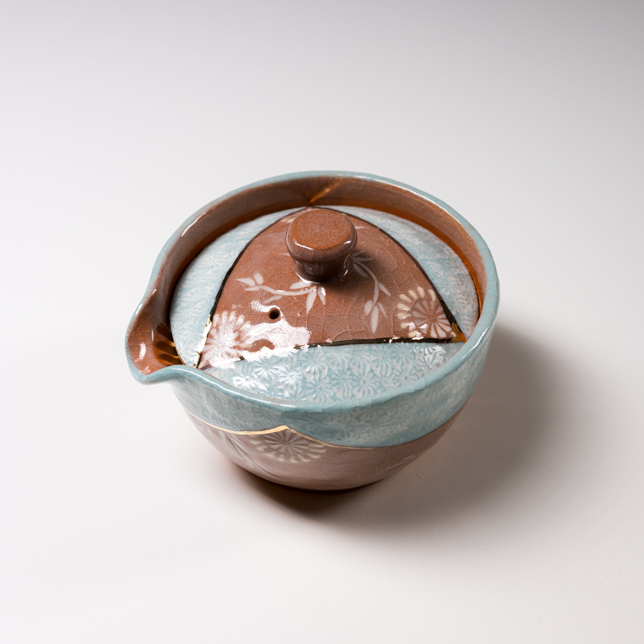 Handmade Kyoto Kiyomizu Ware Hohin Teapot - Traditional Japanese Karakusa Blue Ceramic Teapot for Matcha, Sencha & Green Tea Brewing | Perfect for Tea Ceremonies & Home Use