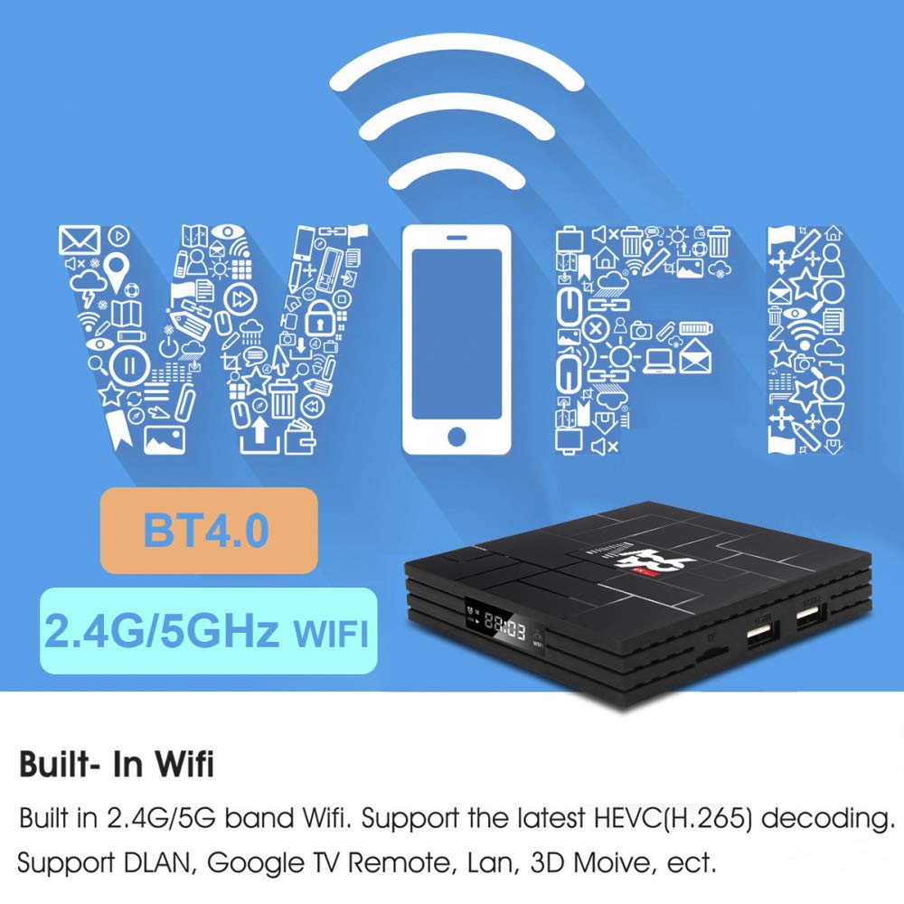 YPSMCYL RK3318 Android TV Box - 4GB RAM, 16GB ROM, Dual Band WiFi, Bluetooth 4.0, Android 9.0 - 5G WiFi Support for 4K Streaming | Perfect for Home Entertainment, Smart TV Upgrade & Media Center