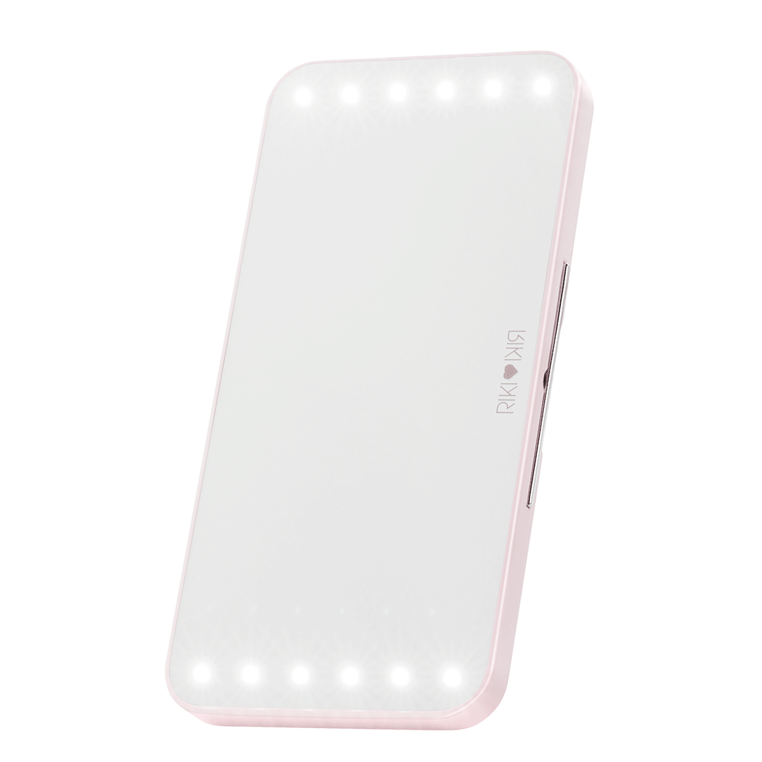 Riki Cutie Portable Lighted Makeup Mirror with Touch Control - 3 Color Modes, 10X Magnification for Vanity, Travel & Home Use