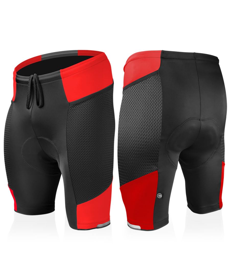 Men's Gel Touring Padded Bike Shorts with Innovative Mesh Pockets - Breathable Cycling Shorts for Road & Mountain Biking - Made in USA - Perfect for Long Distance Rides & Commuting