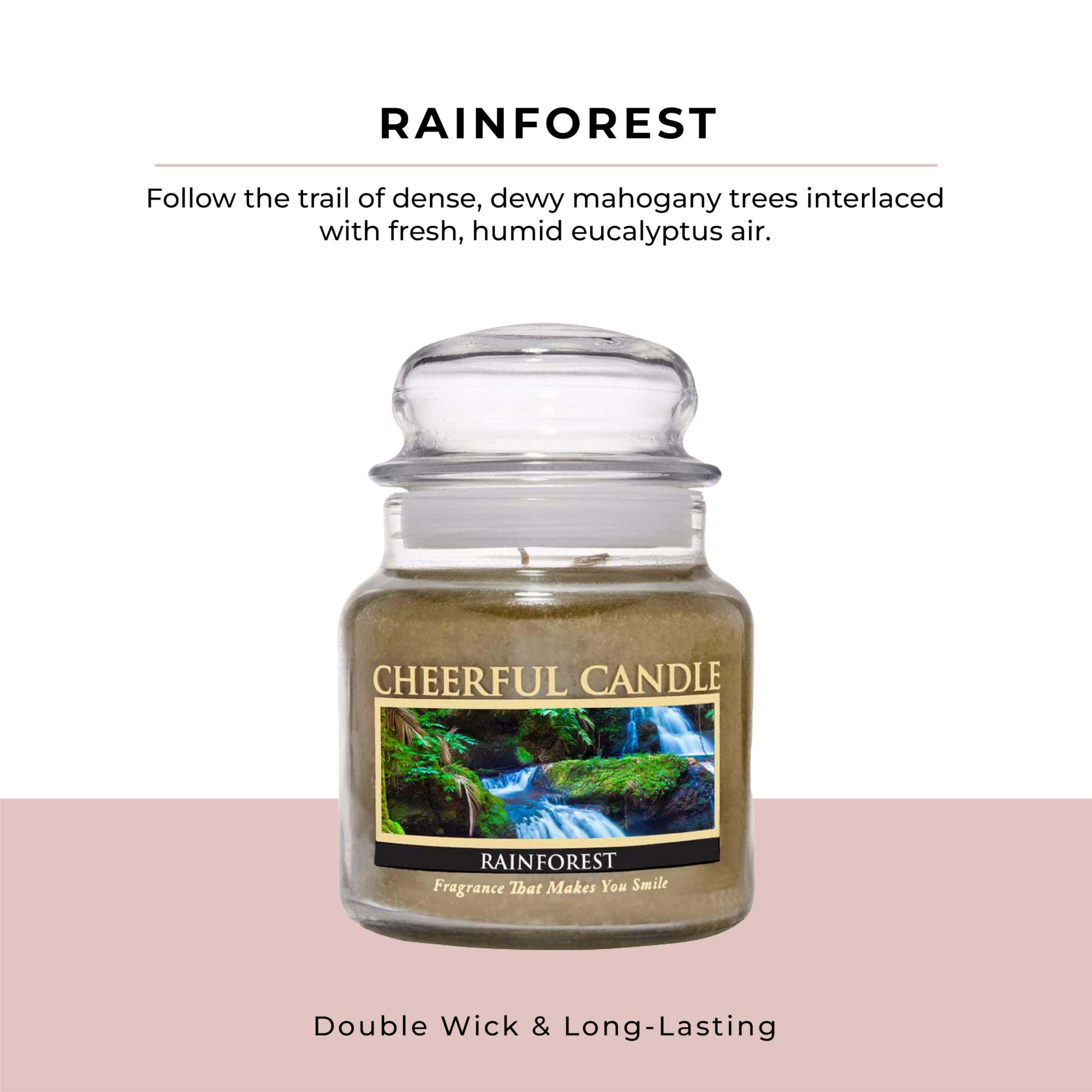 Rainforest Scented Candle - 16oz Jar with 80 Hours Burn Time, Aromatic Soy Wax Candle for Home, Office & Spa Relaxation - Perfect Gift for Women
