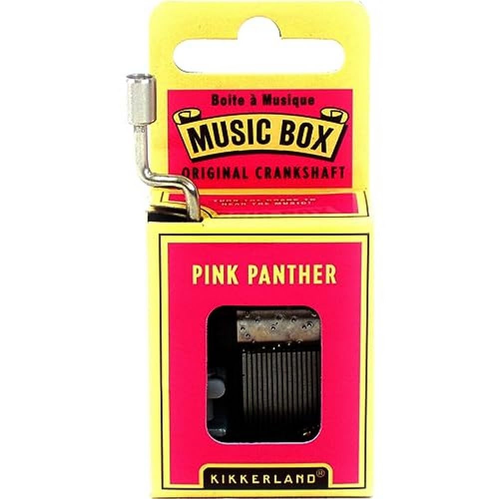 Kikkerland Pink Panther Hand Crank Music Box - Vintage Melody Toy for Kids & Collectors - Perfect for Birthdays, Gifts & Home Decor