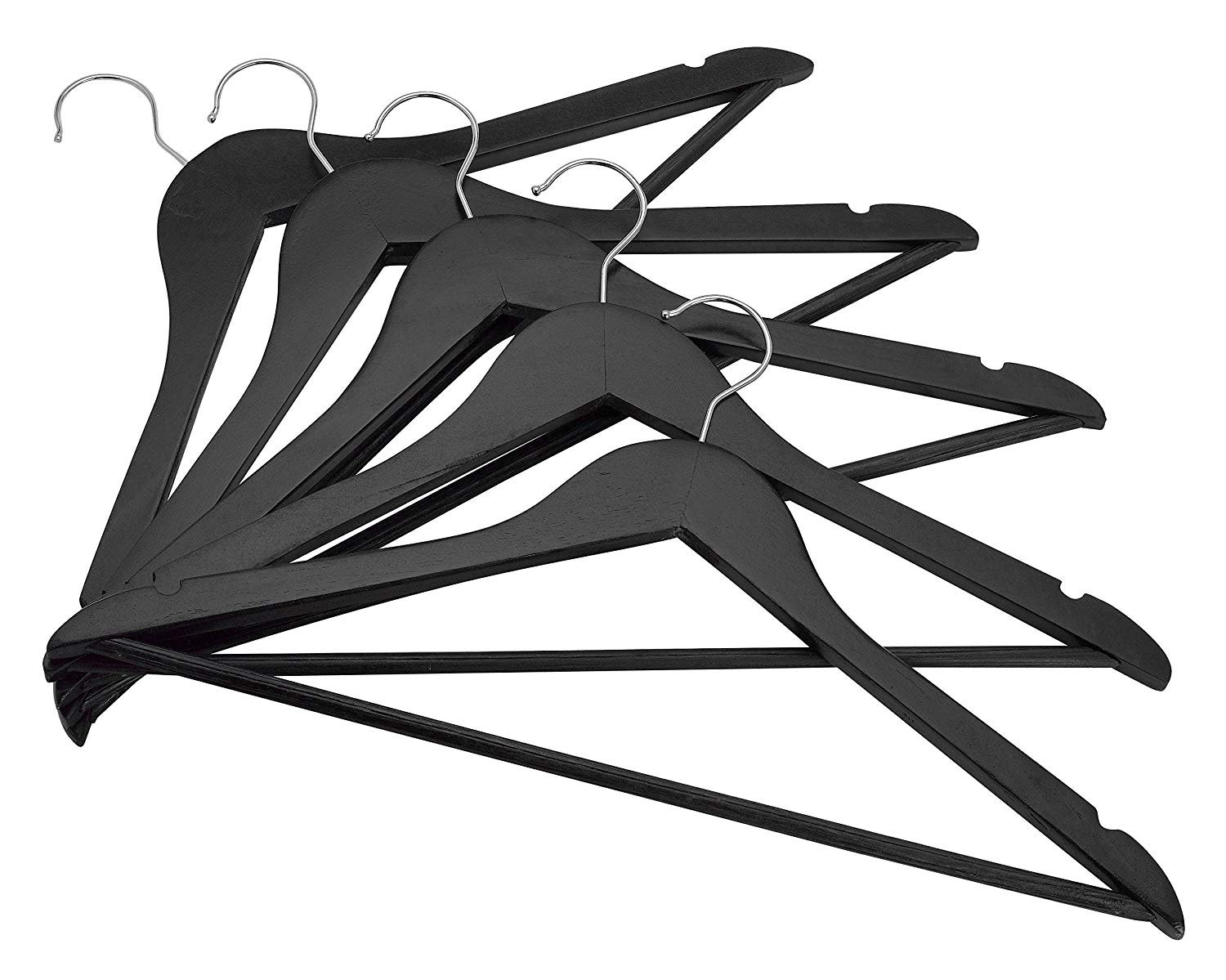 Premium Black Wooden Hangers (Set of 10) - Heavy Duty Clothes Hangers for Closet Organization - Ideal for Dresses, Coats, Suits & Home Storage