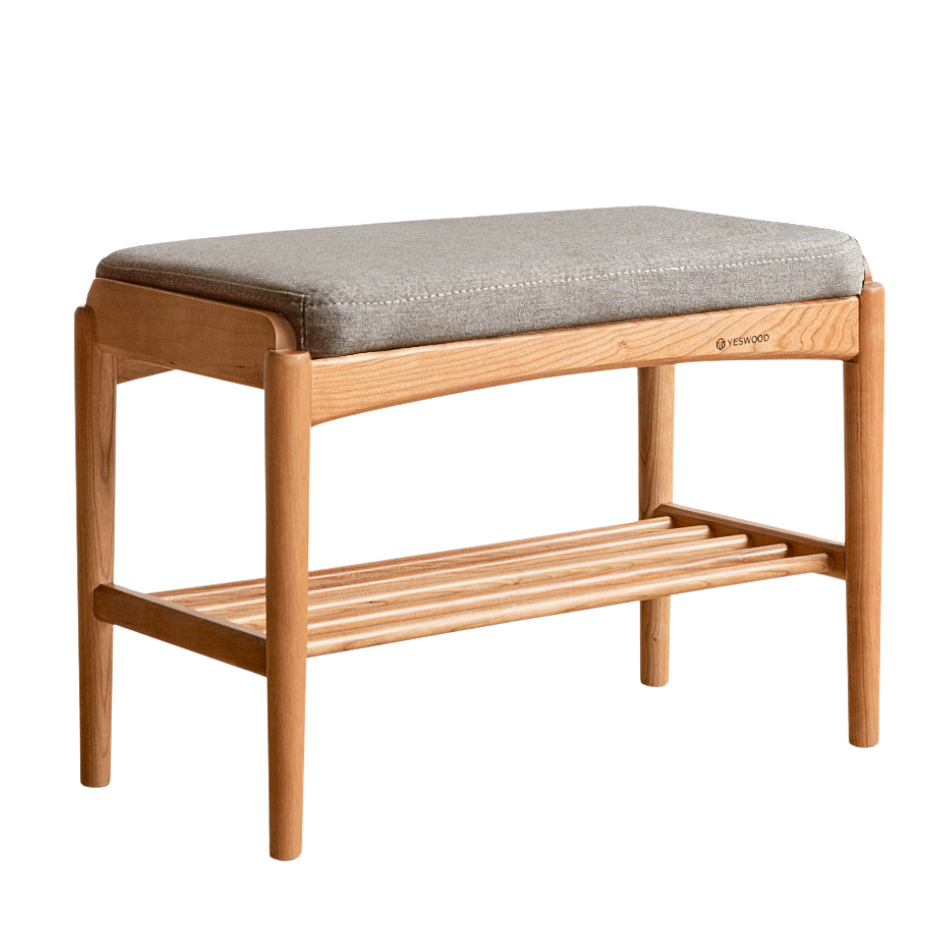 23x12x16 inch/ 60x30x42cm/ Cherry color/ Cherry bench fabric-linen gray