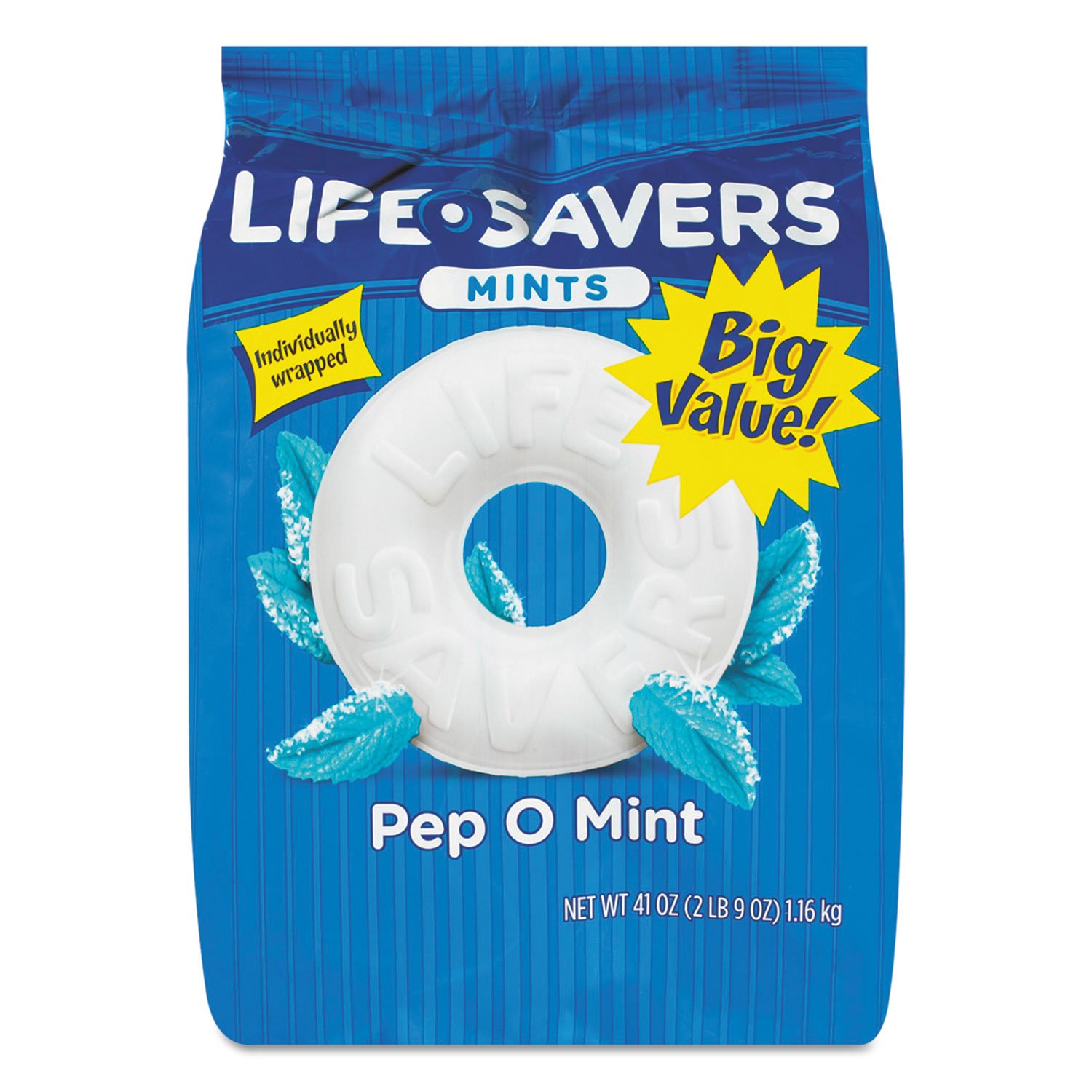 LifeSavers 22733 Hard Candy, Pep-O-Mint, 41 oz Bag - Refreshing Bulk Mints for Office, Parties & Travel