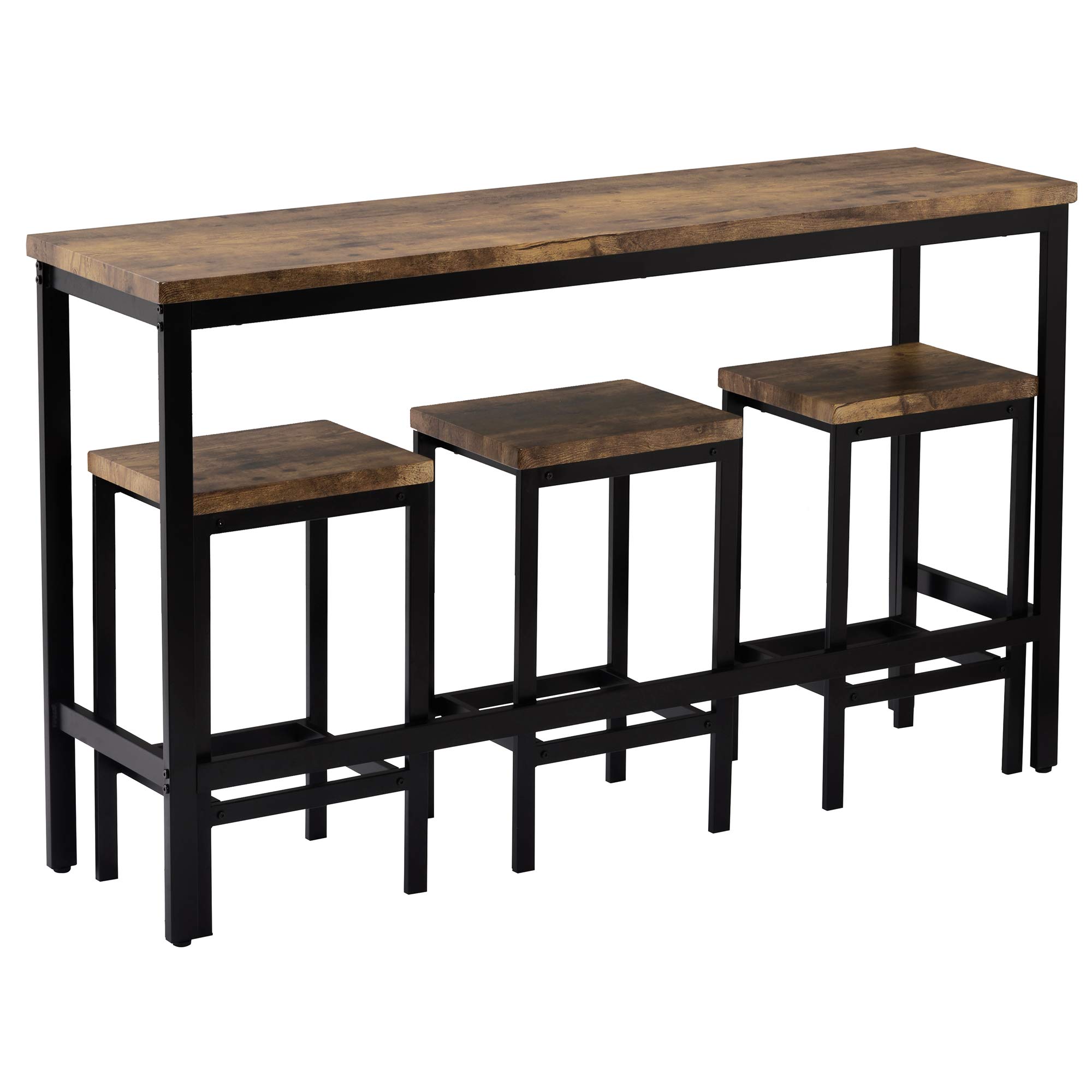 Merax 4-Piece Counter Height Pub Table Set with 3 Stools - Metal Frame Bar Table & Chair Set for Kitchen, Dining Room & Small Space Entertaining