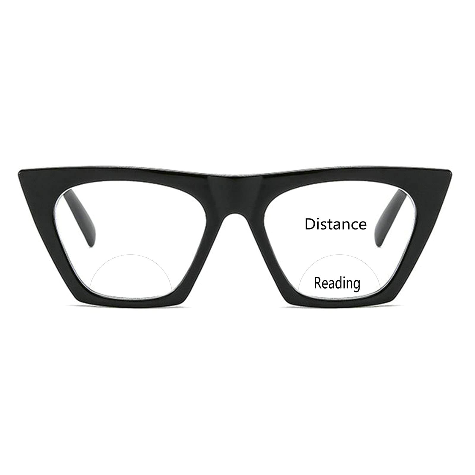 Blue Light Blocking Reading Glasses for Women - Cat Eye Bifocal Computer Glasses with Oversized Frames to Reduce Eye Strain & Headache - Perfect for Office Work, Screen Time & Reading