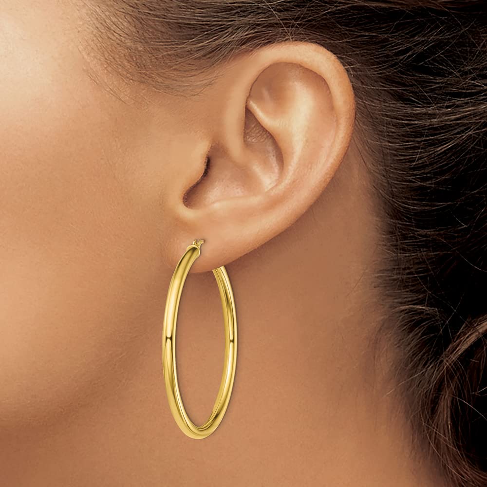 925 Sterling Silver Yellow Gold-Tone Hoop Earrings for Women - 47mm x 45mm Large Circle Earrings, Elegant Dangle Hoops for Party, Wedding, Date Night & Everyday Wear