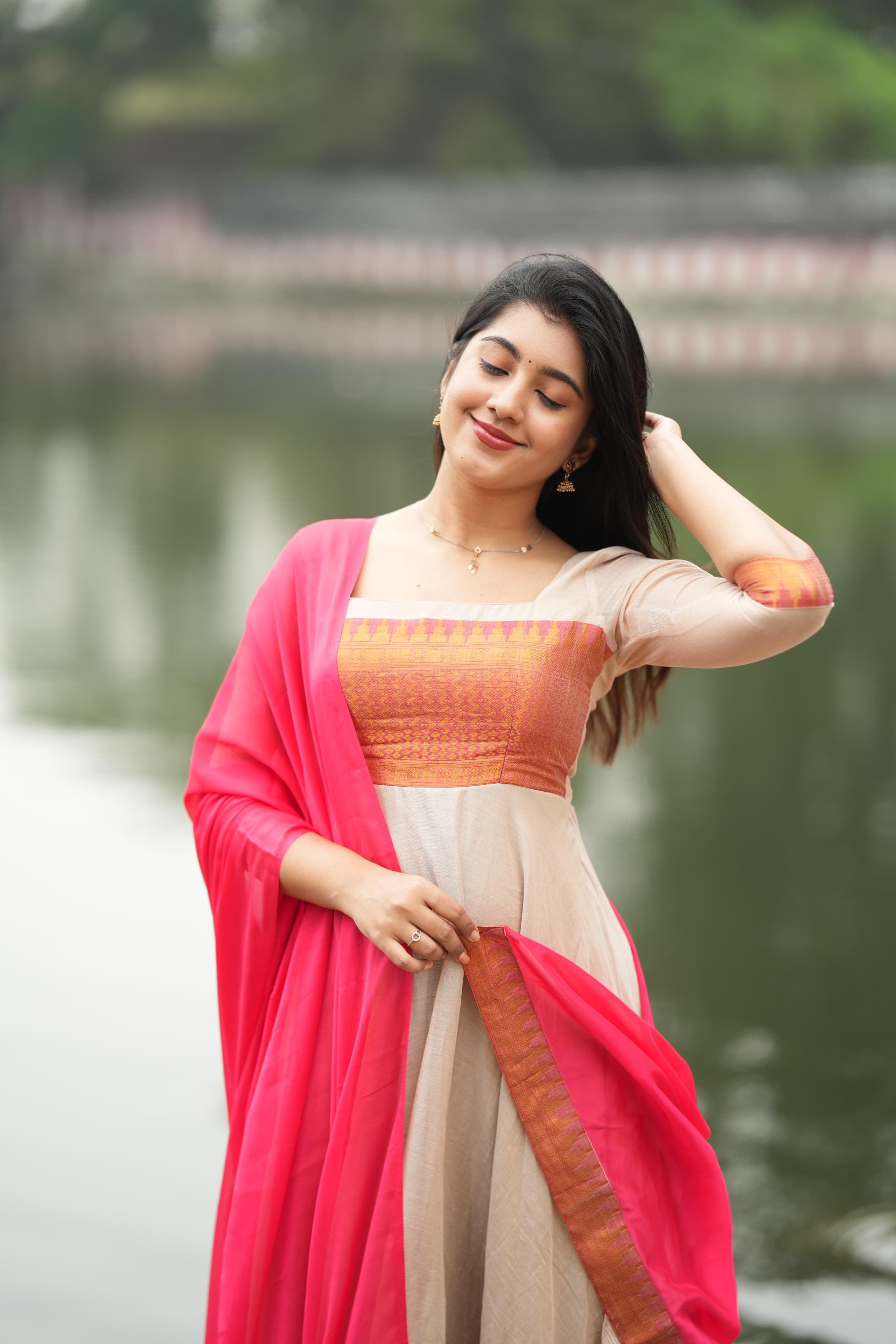DD648 Parvathy Pure Cotton Anarkali Dress for Women - Traditional Indian Long Kurti with Embroidery - Perfect for Festivals, Weddings & Special Occasions