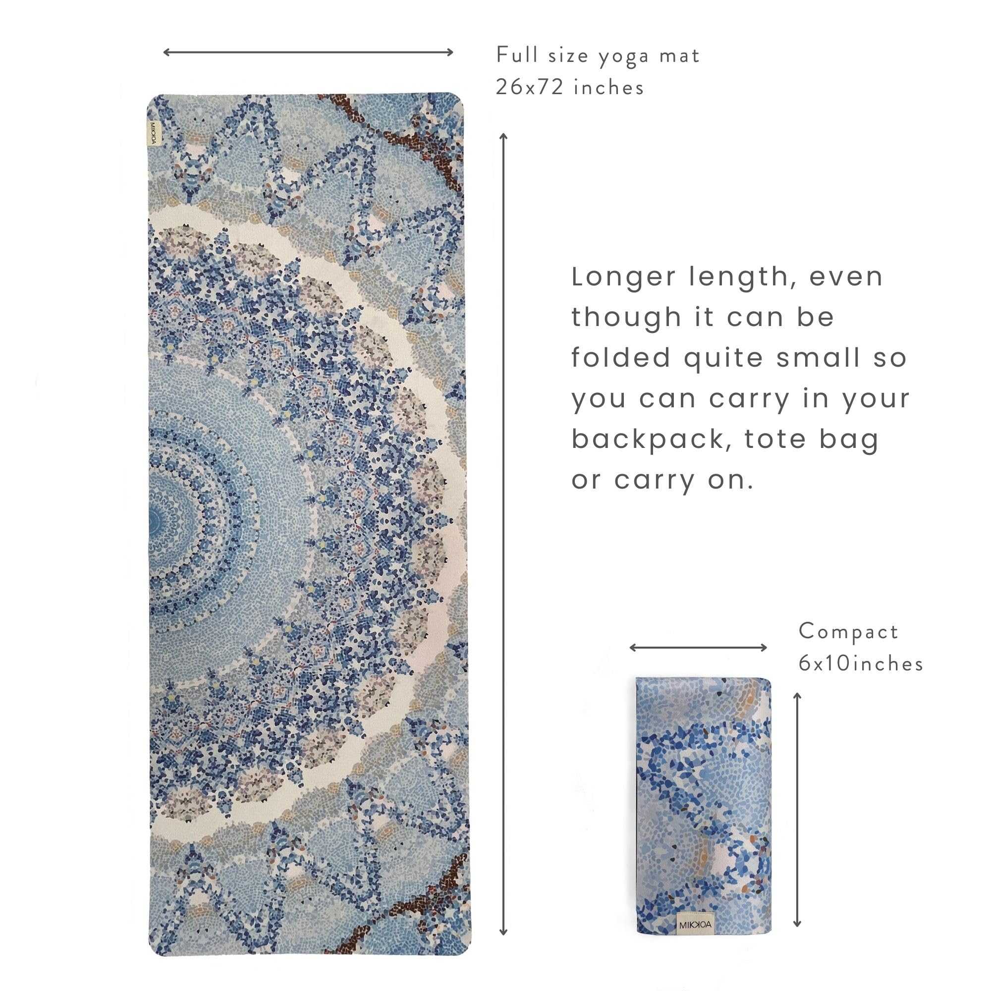 1.5mm Travel Yoga Mat - Foldable & Lightweight Eco-Friendly Exercise Mat for Yoga, Pilates, Gym, Backpacking & Outdoor Activities | Machine Washable | Perfect for Travel, Yoga Retreats & Home Workouts