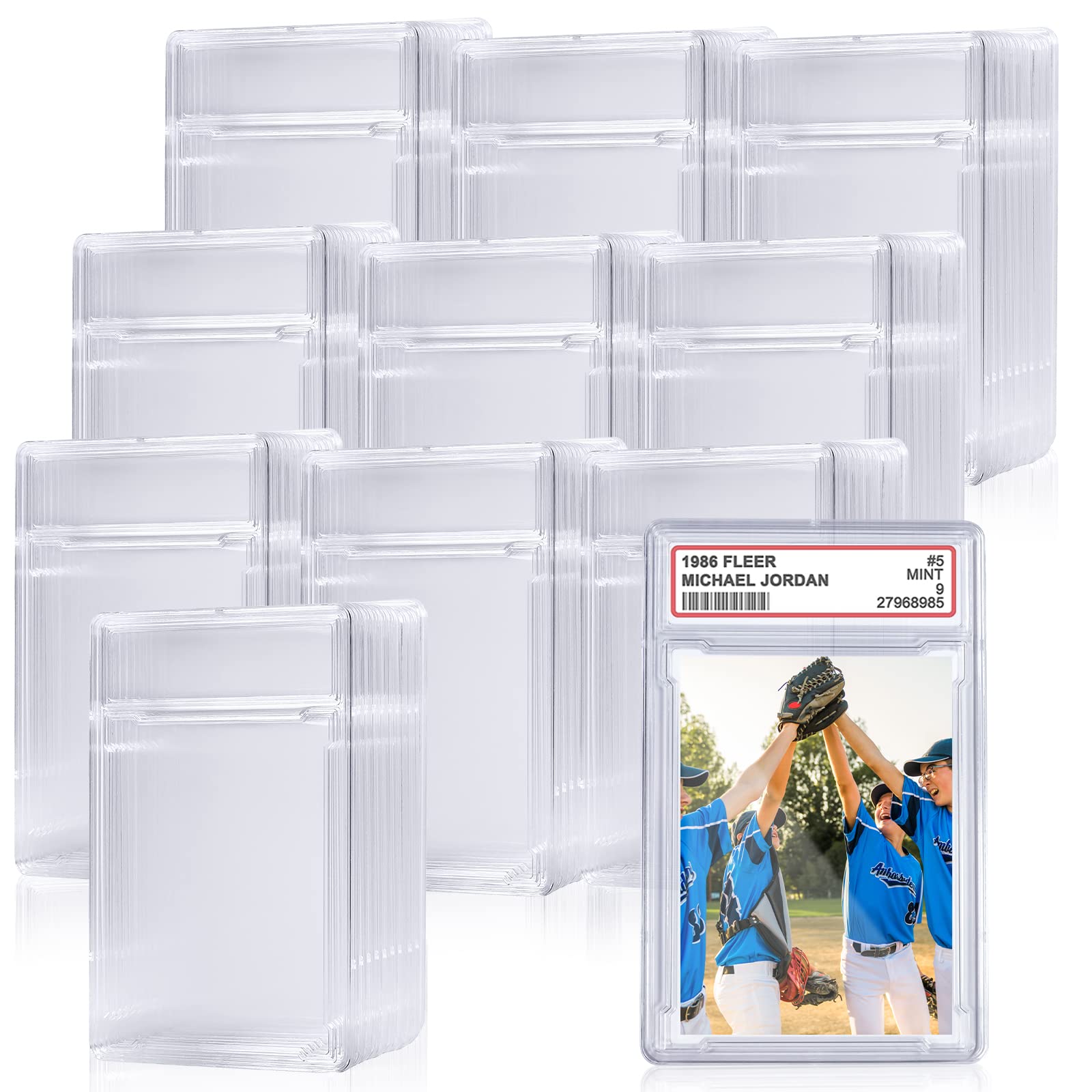 60 Pack Clear Acrylic Baseball Card Holders with Label Position - Standard & Graded Trading Card Protectors for Sports, Game, and Collectible Cards - Perfect for Storage, Display, and Organization (60 Pieces)