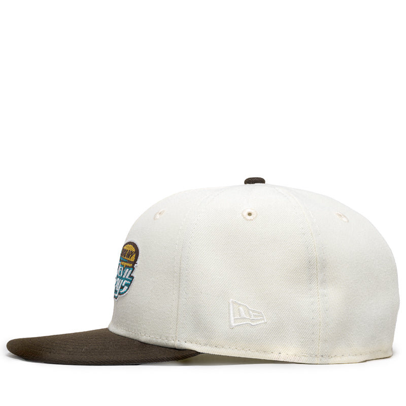 New Era x Politics Tampa Bay Devil Rays 59FIFTY Fitted Hat - Chrome/Walnut Color - Official MLB Baseball Cap for Men & Women - Perfect for Games, Streetwear & Sports Fans