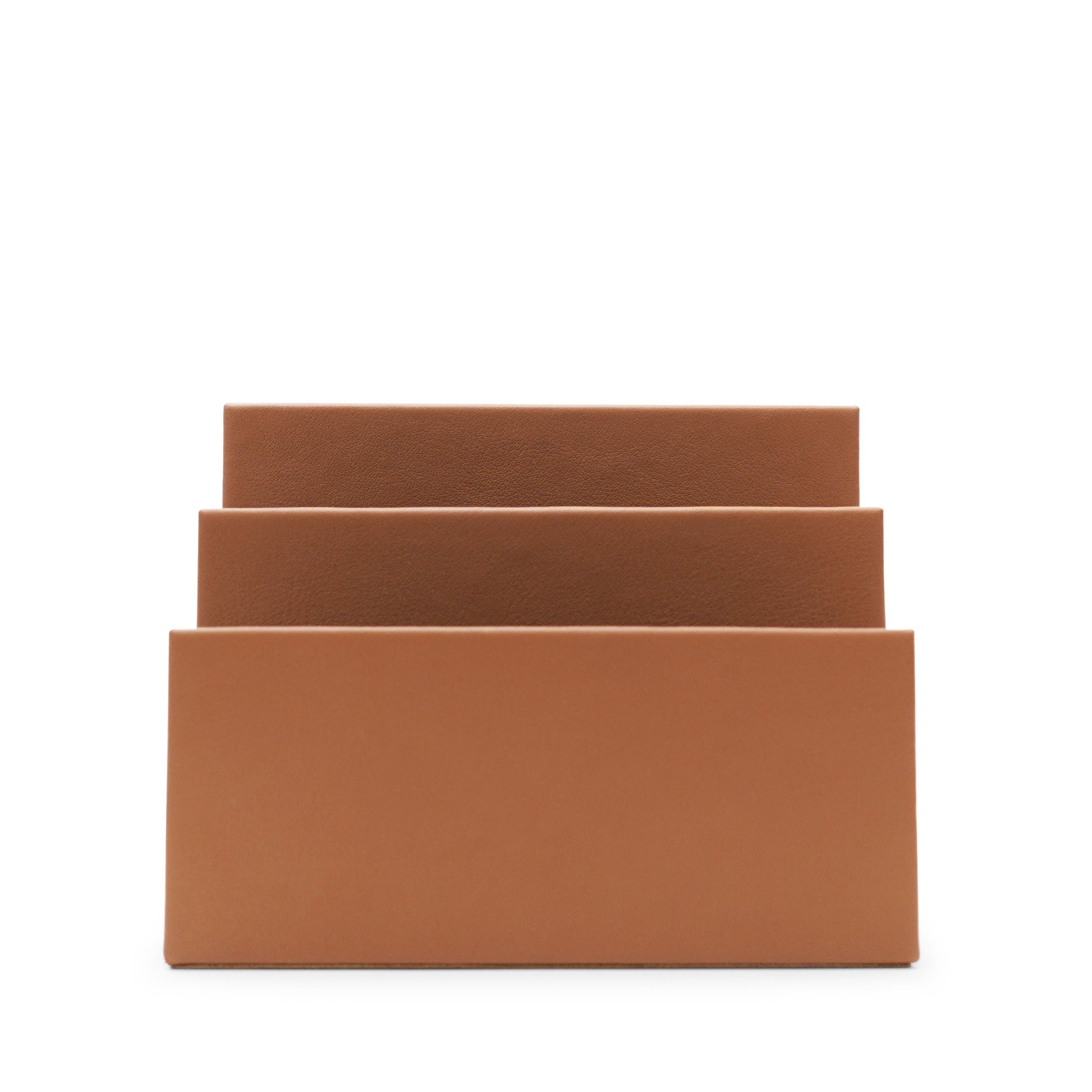 Vintage Leather Letter Holder - Cognac Brown Desk Organizer for Home & Office | Perfect for Mail, Bills, and Documents