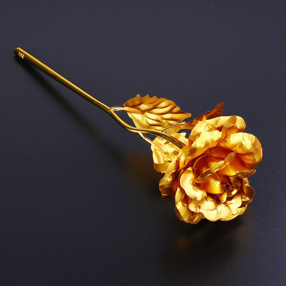 24K Gold Rose Artificial Flower - Long Stem Golden Foil Rose for Valentine's Day, Anniversary, Wedding Decor & Romantic Gifts - Perfect for Home Decor, Table Centerpieces, and Special Occasions