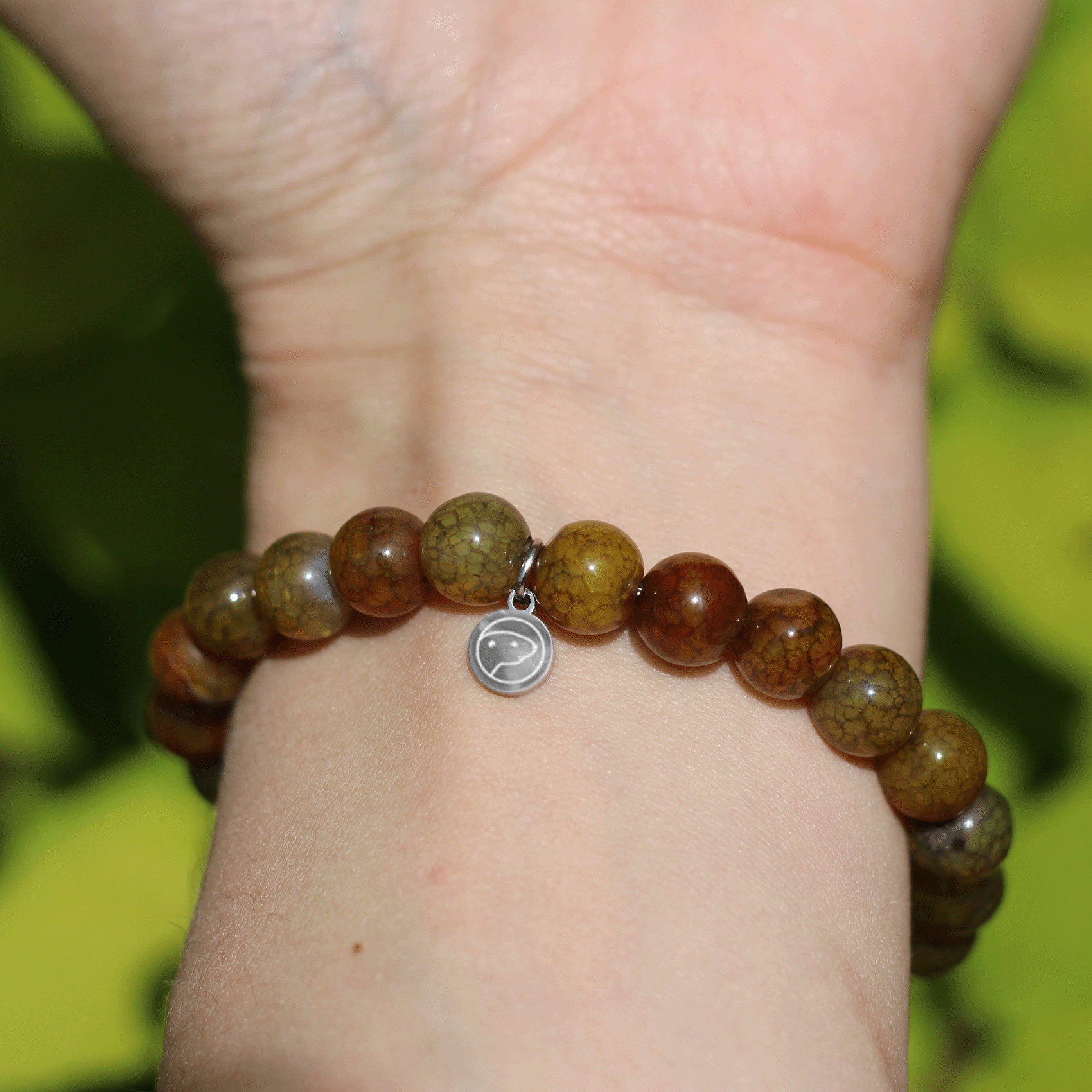 Brown Dragon Pattern Agate Bracelet for Women - Natural Stone Beaded Wristband for Spiritual Healing, Meditation & Fashion Accessories - Perfect for Yoga, Boho Style & Gift Giving