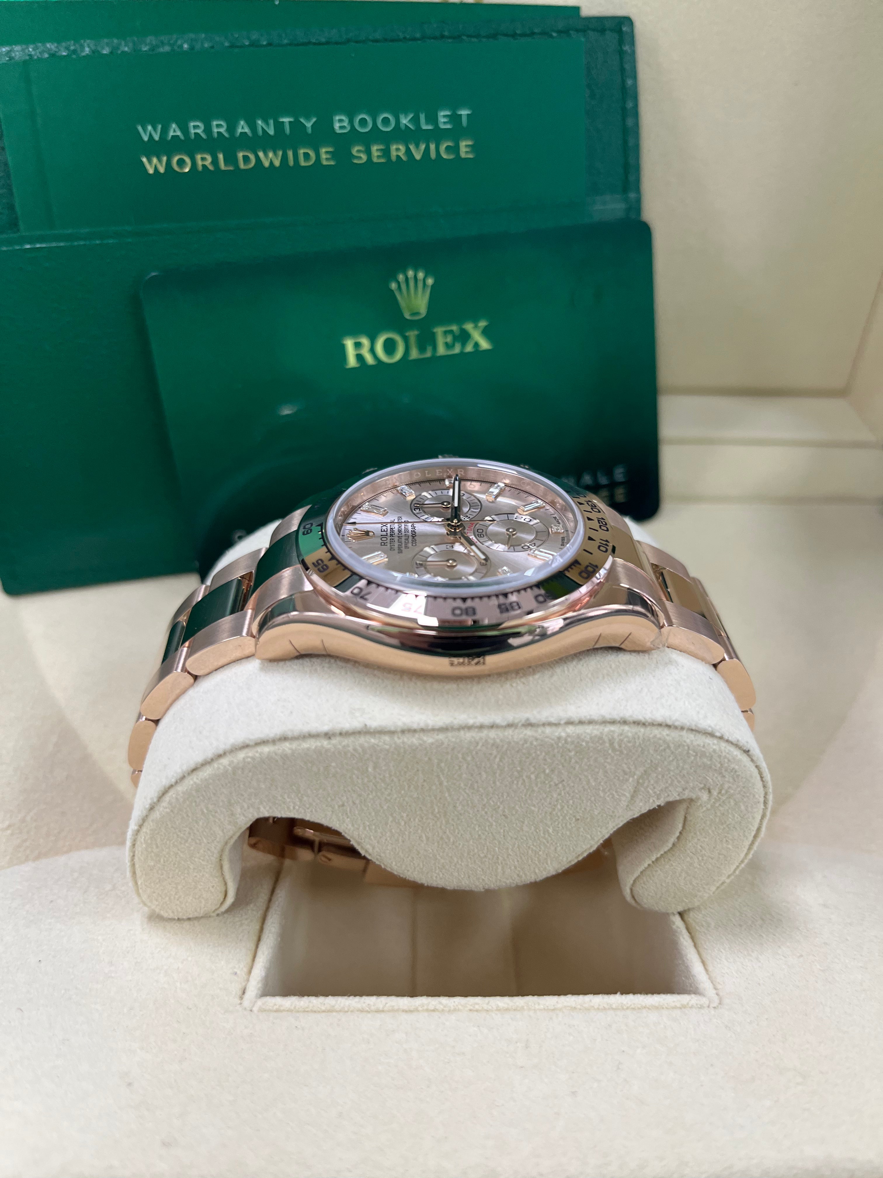 Rolex Daytona 116505 40mm Everose Gold Rose Diamond Baguette Watch with Oyster Bracelet - Luxury Men's Timepiece for Business, Gala & Special Occasions