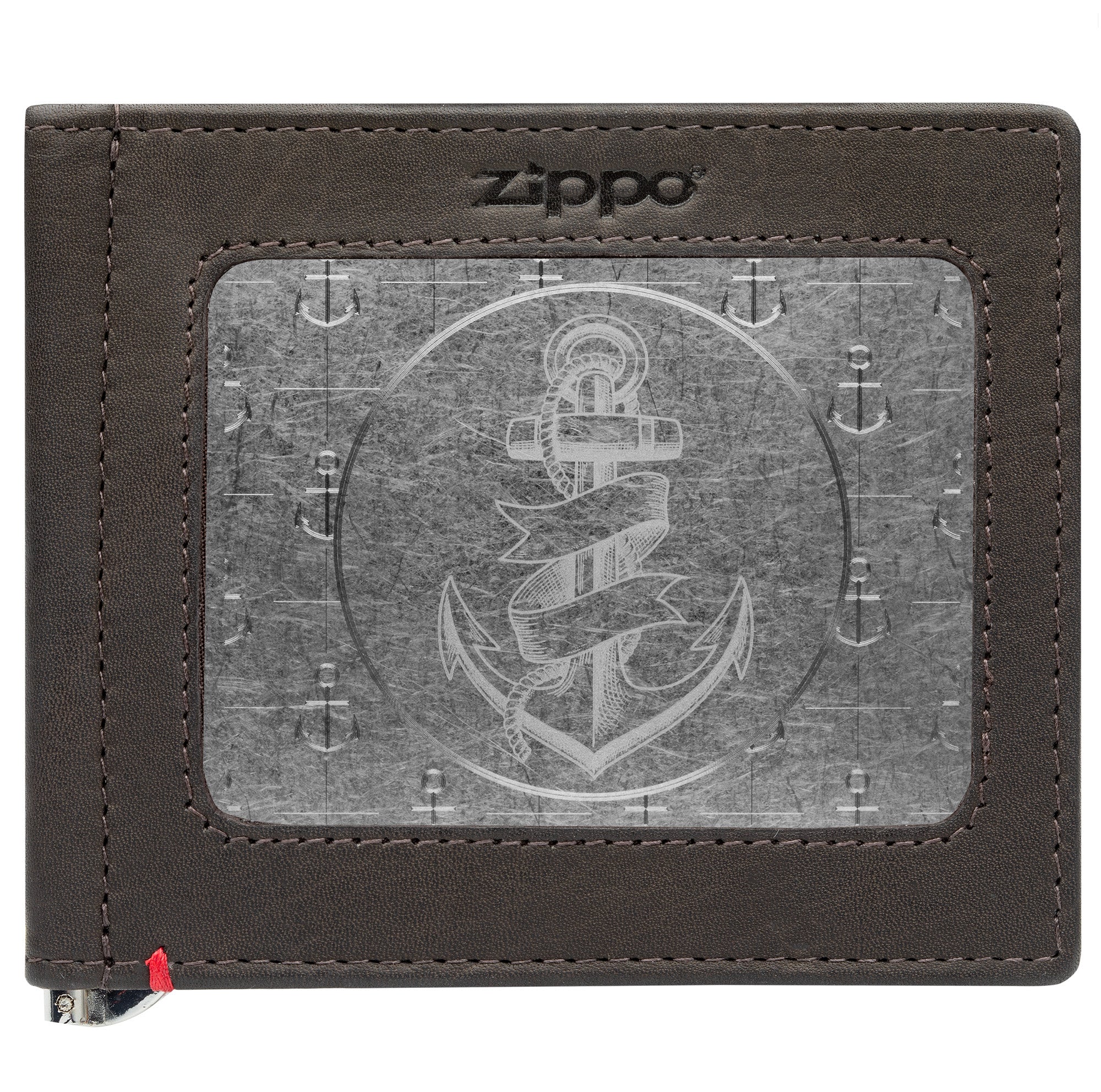 Genuine Mocha Leather Wallet with Anchor Metal Plate - Stylish & Durable RFID Blocking Bifold Wallet for Men - Perfect for Travel, Business & Everyday Use