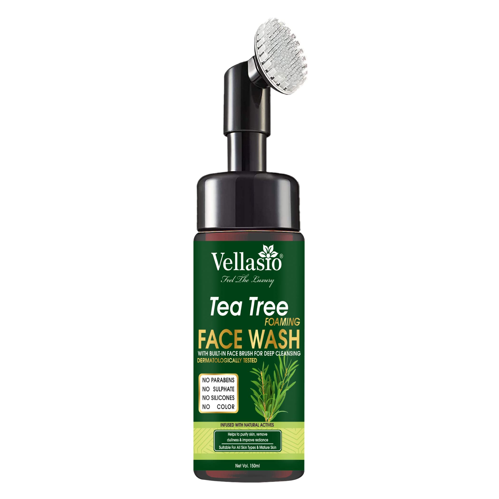 VELLASIO Tea Tree Foaming Face Wash 150ml - Deep Cleansing for Acne & Oily Skin - Daily Skincare Routine for Men & Women