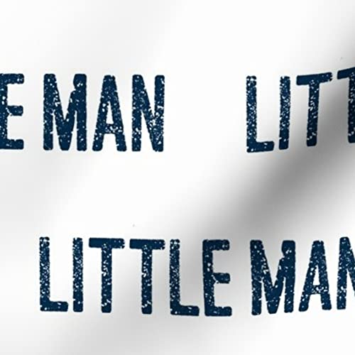 Little Man Navy White Nursery Typography Printed Denim Fabric by The Yard - Bottomweight Cotton Fabric for Apparel, Home Decor & Upholstery - Perfect for Baby Clothes, Curtains & DIY Craft Projects