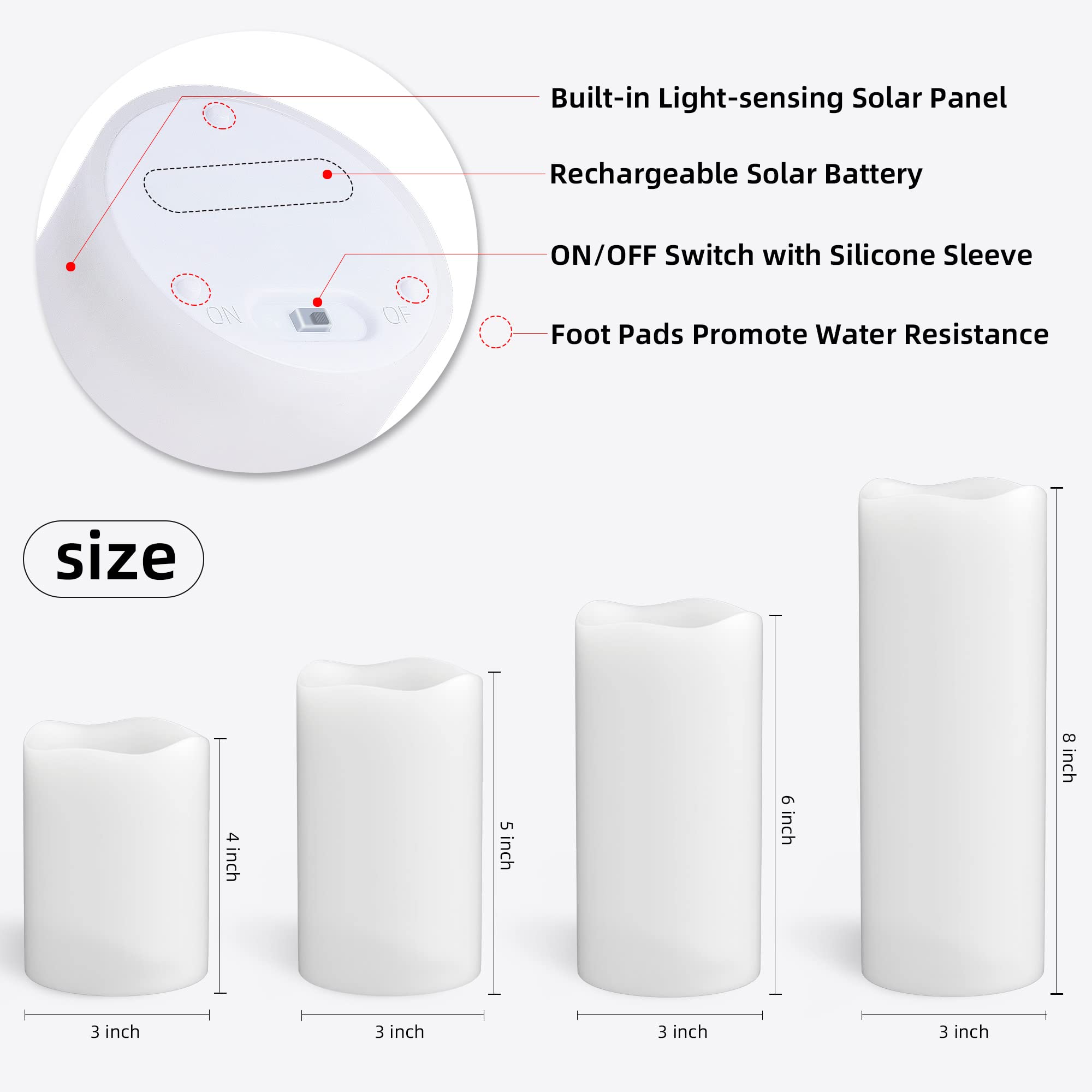 Solar Powered LED Candles Outdoor Waterproof - 3