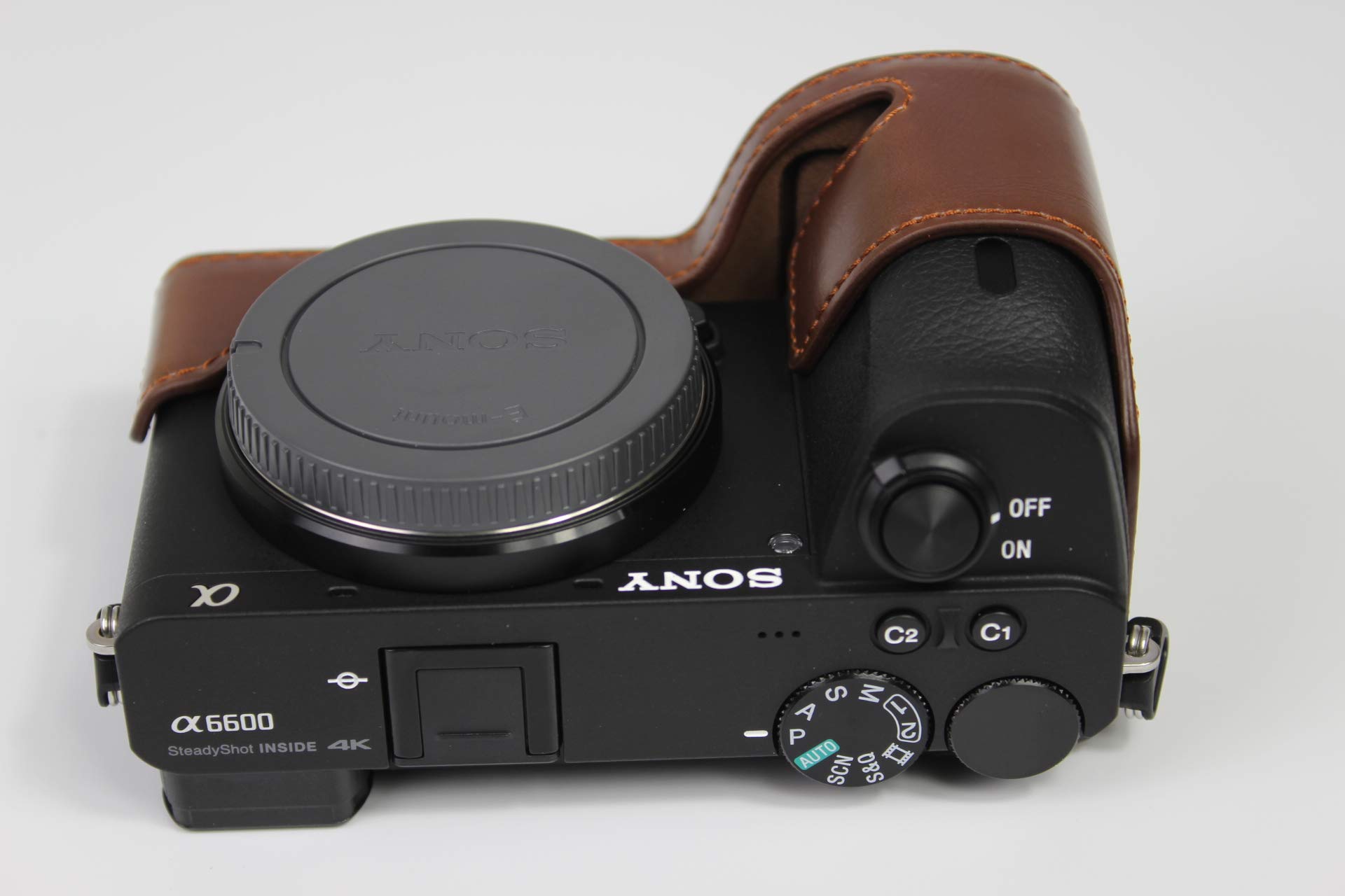 Sony ILCE6600 a6600 Bottom Opening PU Leather Half Camera Case with Tripod Mount & Hand Strap - Dark Brown | Protective Cover for Travel, Street & Outdoor Photography