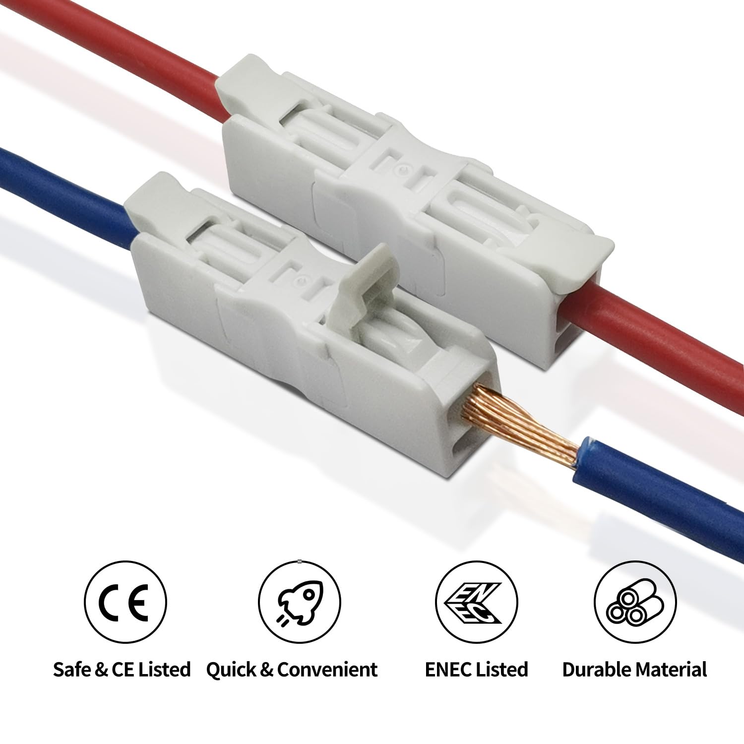 Dicio 20-Piece Lever Wire Connectors Kit - Inline Electrical Splicing Terminals for 24-12 AWG Wires | Compact, Insulated 2-Port Butt Splice Connectors | Perfect for Home Wiring, Automotive Repairs & DIY Electrical Projects
