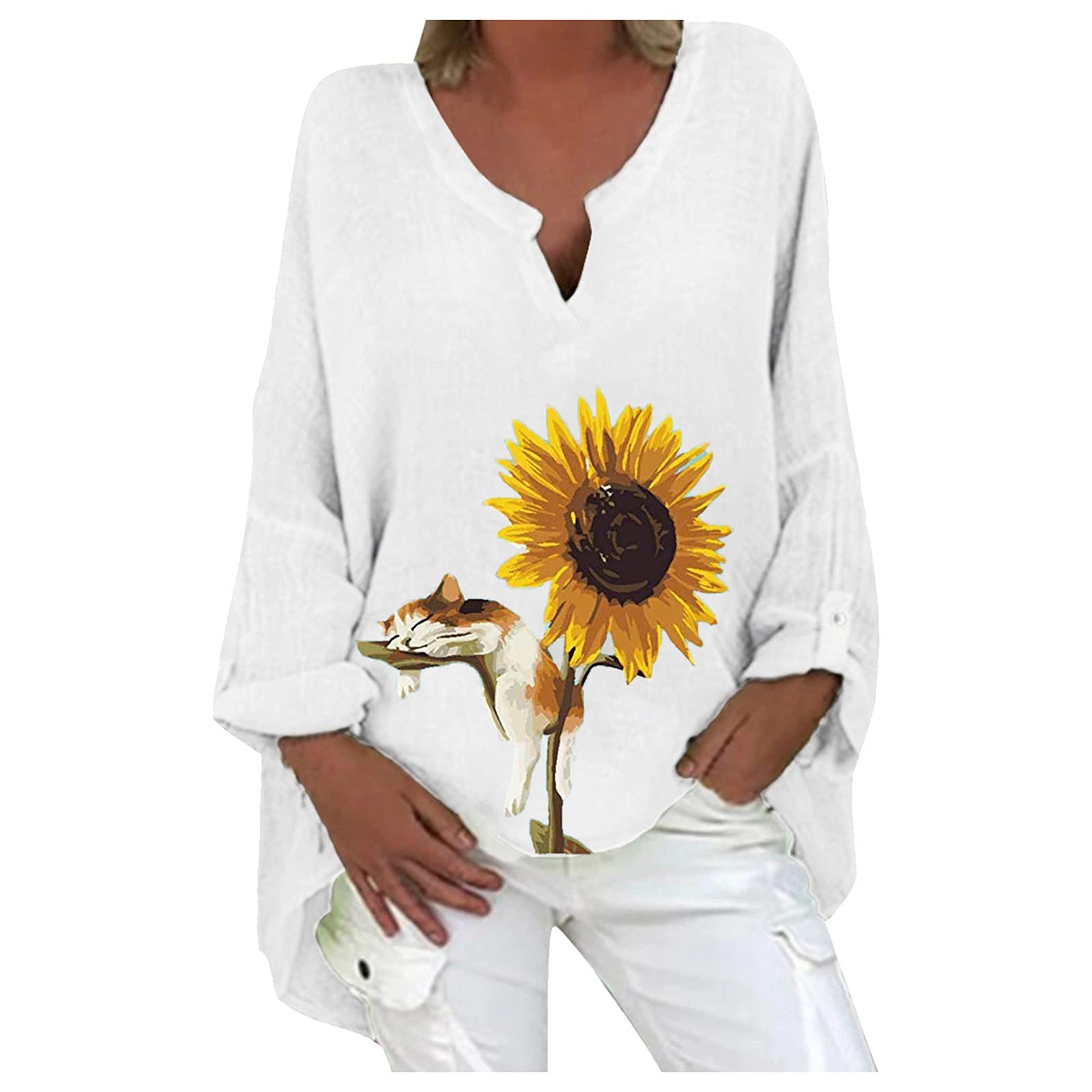 Women's Floral Printed Tunic Tops - Long Sleeve V-Neck Blouses for Casual & Dressy Occasions | Office Wear, Date Night & Spring Outfits