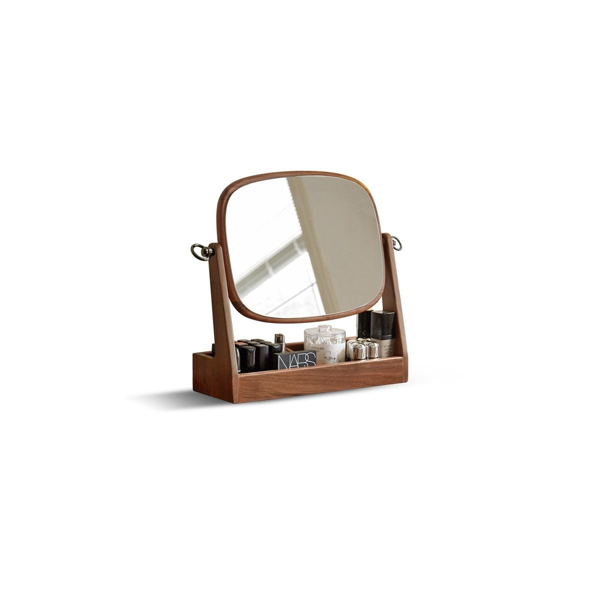Black walnut rotatable makeup mirror storage box 15.4x5.5x16.1 inch (39x14x41сm)