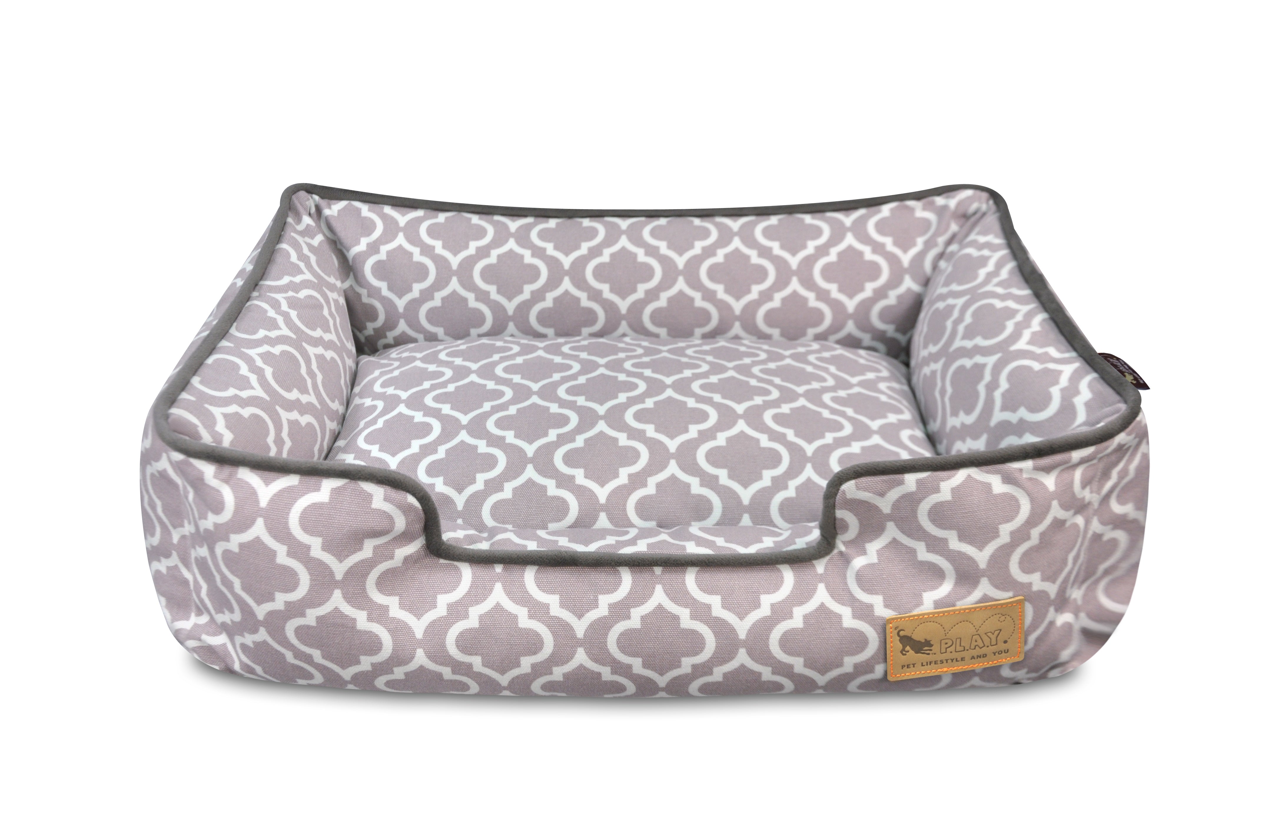 Pet P.L.A.Y. Moroccan Lounge Dog Bed - Ash Gray Washable Luxury Pet Sofa for Small to Medium Dogs | Perfect for Living Room, Bedroom & Apartment