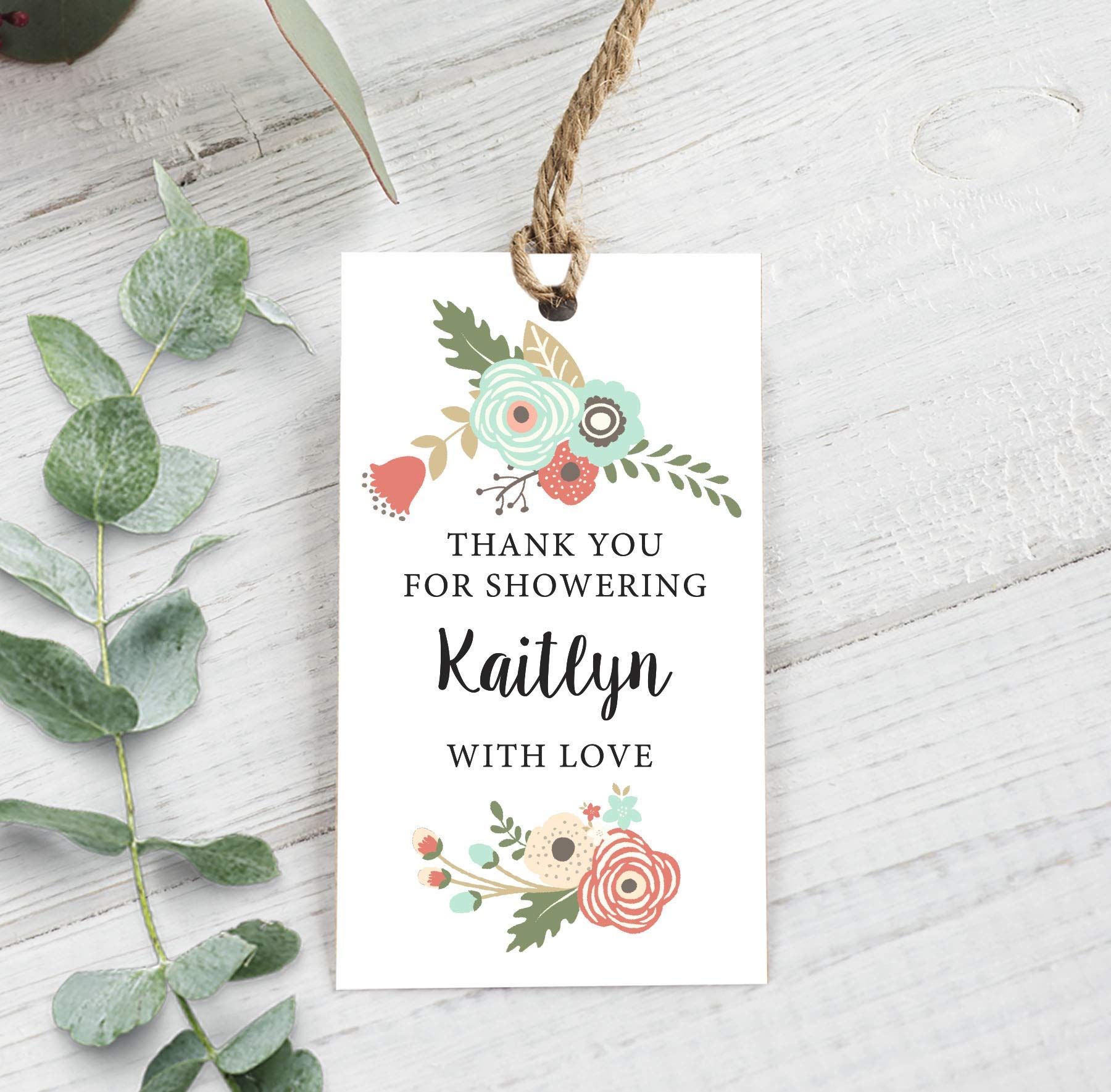 Custom Floral Baby Shower Thank You Tags - Personalized Gift & Favor Hang Tags for Baby Showers, Welcoming Parties & Special Events - Perfect for Decorations, Gifts & Keepsakes