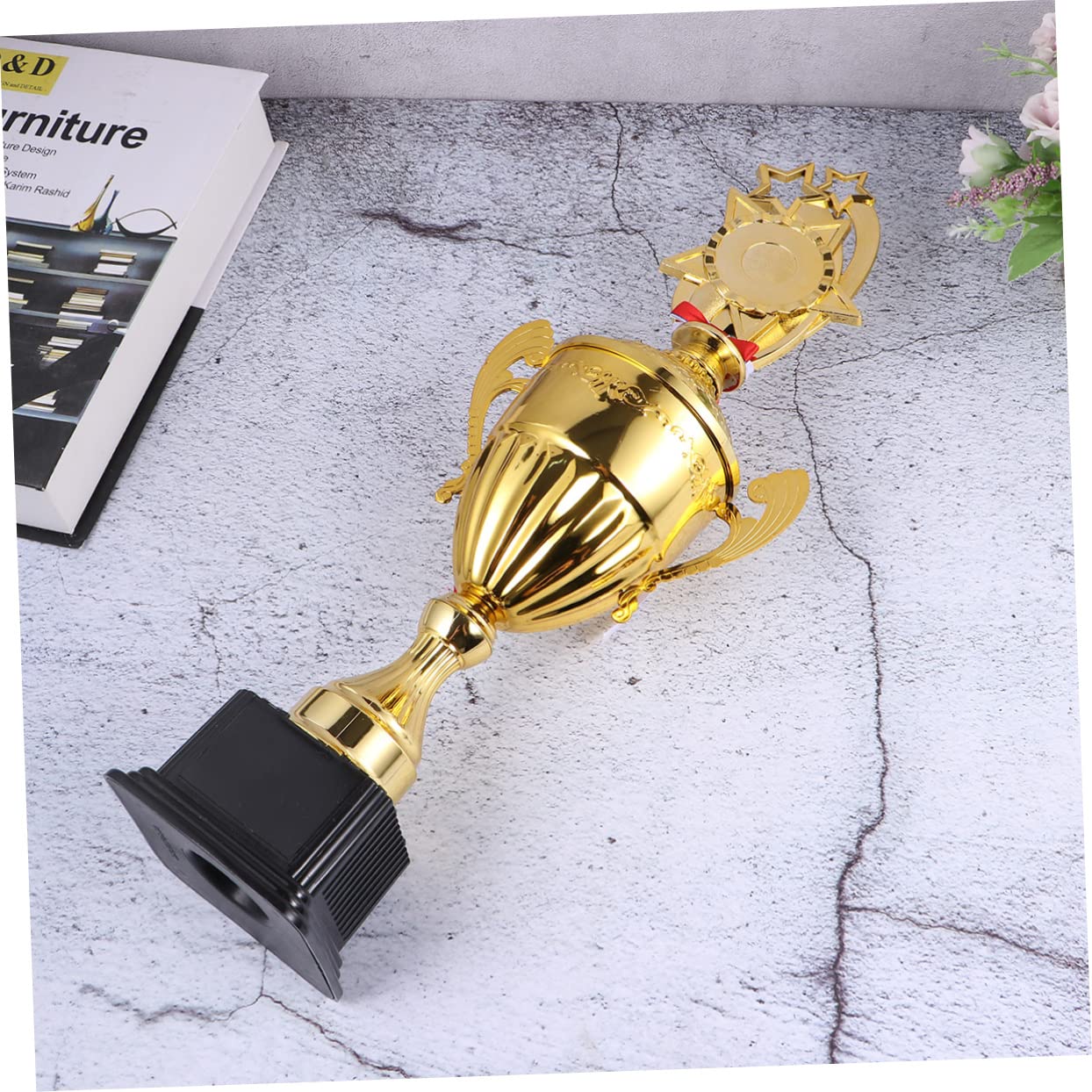 BESPORTBLE 2 Pack Gold Star Trophy Cups - Award Ceremony Decorations for Employee Recognition, Sports Awards, and School Achievements - Shiny Gold Trimmed Appreciation Trophies for Events and Competitions