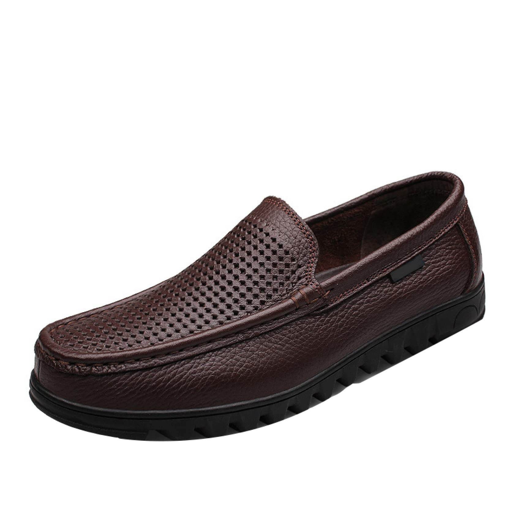 Men's Leather Loafers - Comfortable Slip-On Dress Shoes for Summer | Breathable Hollow Out Design | Perfect for Casual Wear, Office & Boat Shoes