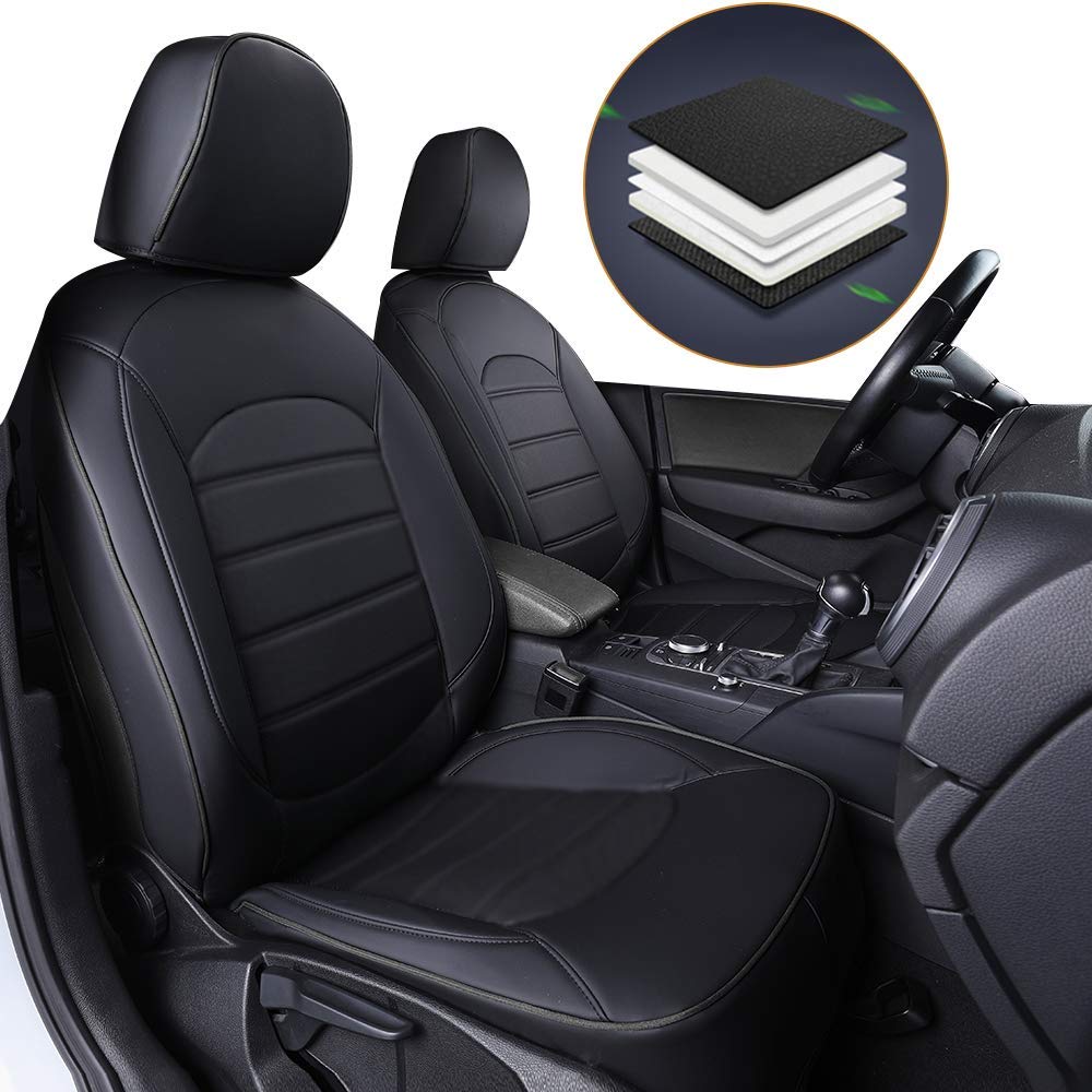 Premium Leather Seat Covers for Ford Edge 2012 - Full Set Front & Rear Custom Fit (Driver Seat + Second Row Rectangular Headrest) - Airbag Compatible Black Car Accessories - Perfect for Road Trips & Daily Commuting