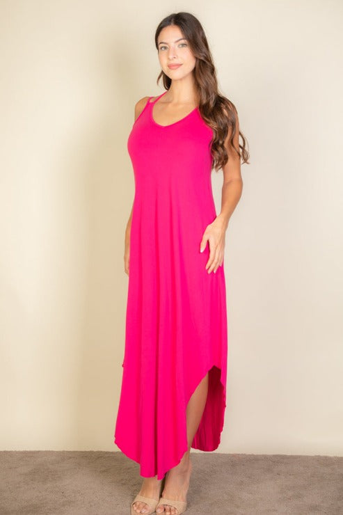 Solid Cami Double Strap Loose Fit Dress - Women's Casual Summer Sundress for Beach, Vacation & Everyday Wear