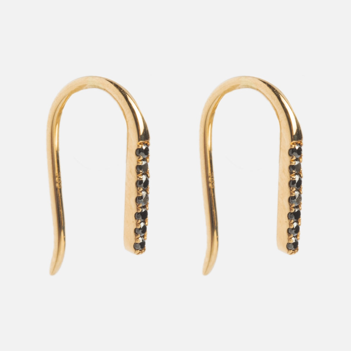 Solid Gold Black Diamond Open Ear Huggers - Elegant & Hypoallergenic Earrings for Women | Perfect for Parties, Weddings & Everyday Wear