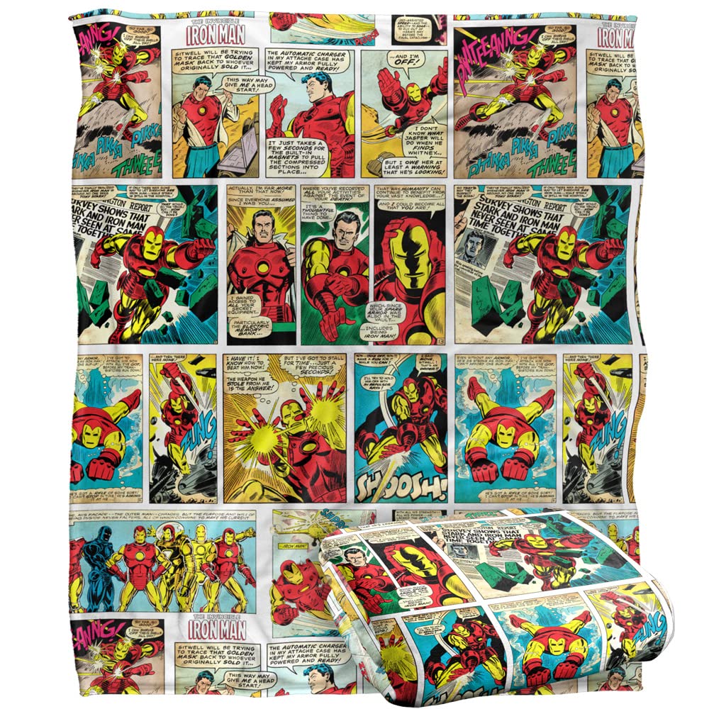 Iron Man Blanket 50x60 Inches - Super Soft Silky Touch Throw Blanket with Iron Man Panels - Perfect for Movie Nights, Gaming, and Superhero-Themed Bedrooms