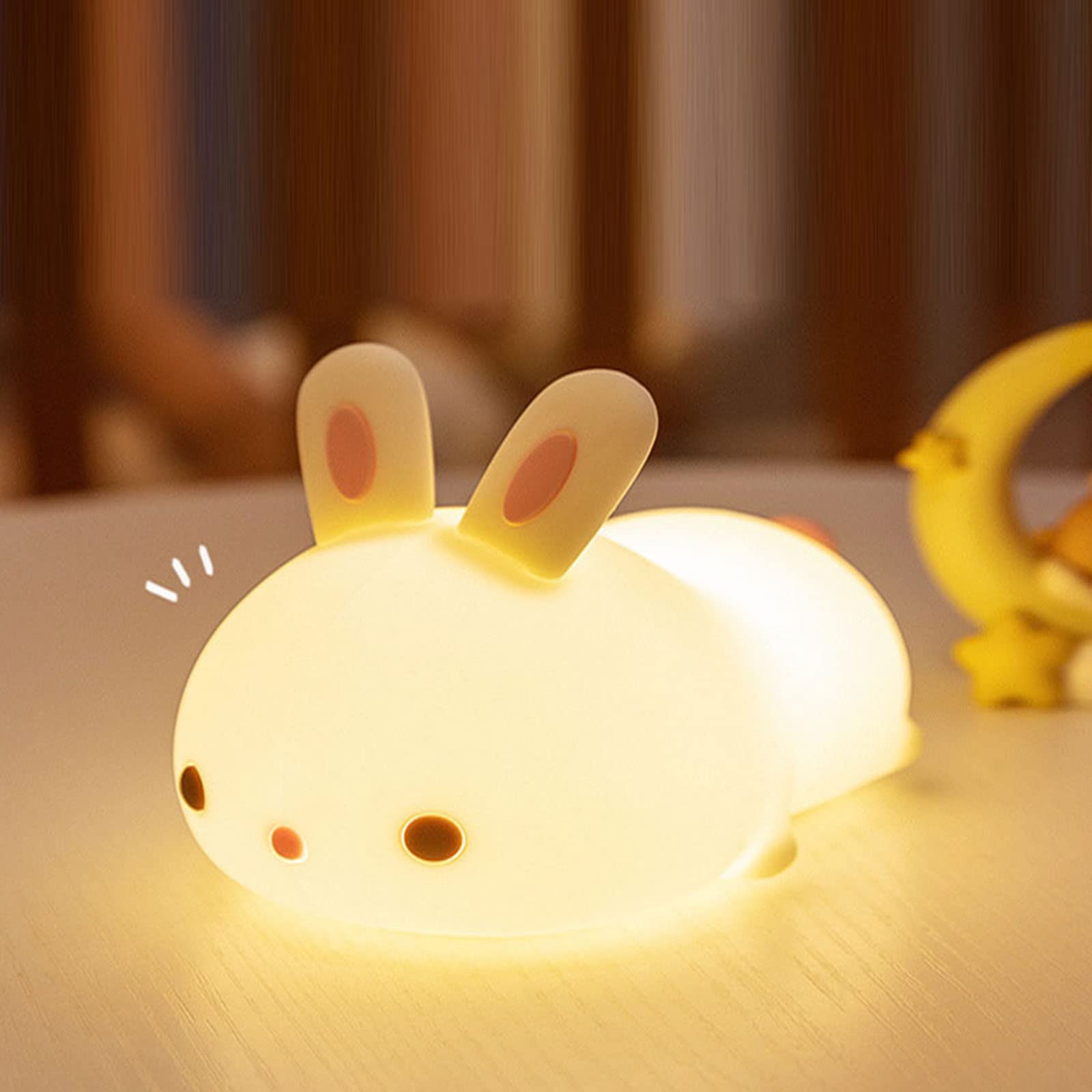 Rechargeable Rabbit Night Light - 7 Colors, Touch Sensor for Bedroom & Home Decor