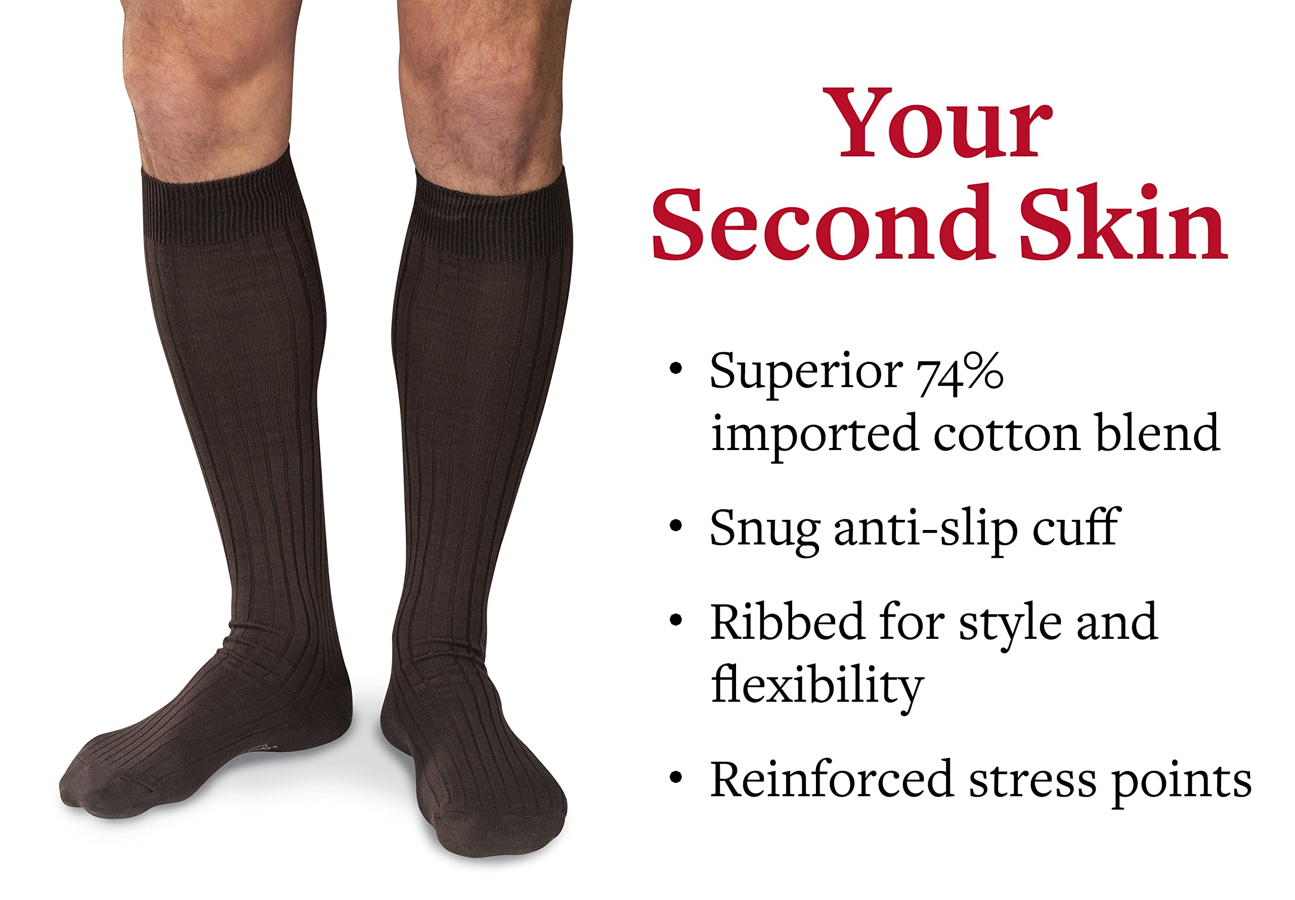 Premium Cotton Dress Socks for Men - Breathable Knee High Formal Socks | Classic Over-the-Calf Business Socks by Boardroom Socks | Perfect for Office, Wedding & Professional Occasions