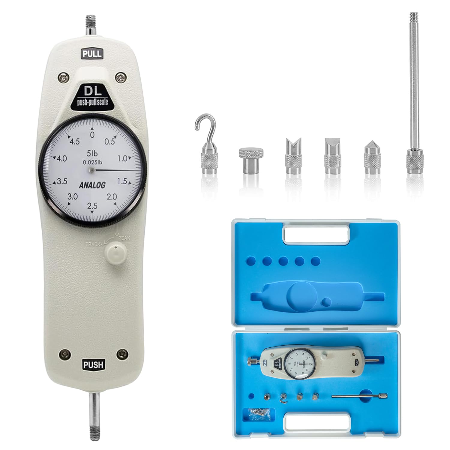 Digital Force Gauge 5LB - Push Pull Tension Compression Tester with Calibration Certificate & Carrying Case - Perfect for Industrial Quality Control, Material Testing, and Product Durability Evaluation