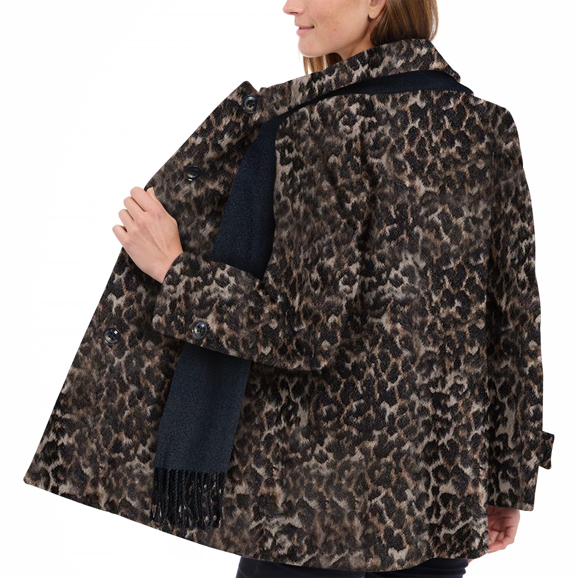 London Fog Women's Classic Single-Breasted Wool Coat with Detachable Scarf - Warm Winter Outerwear for Office, Travel & Formal Occasions
