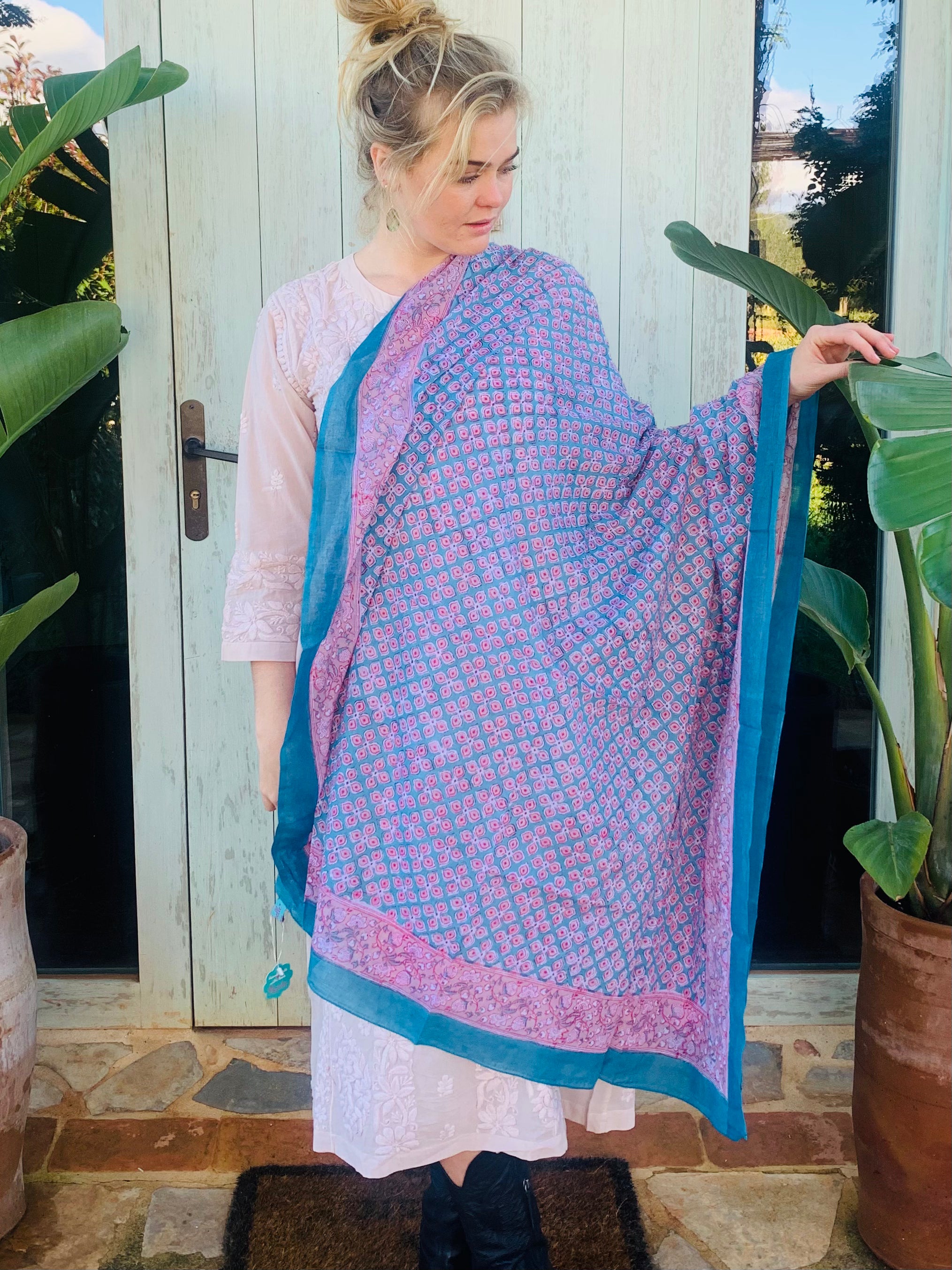 Stylish Block Print Cotton Sarong Pareo Shawl - New Collection for Beach, Pool & Summer Fashion