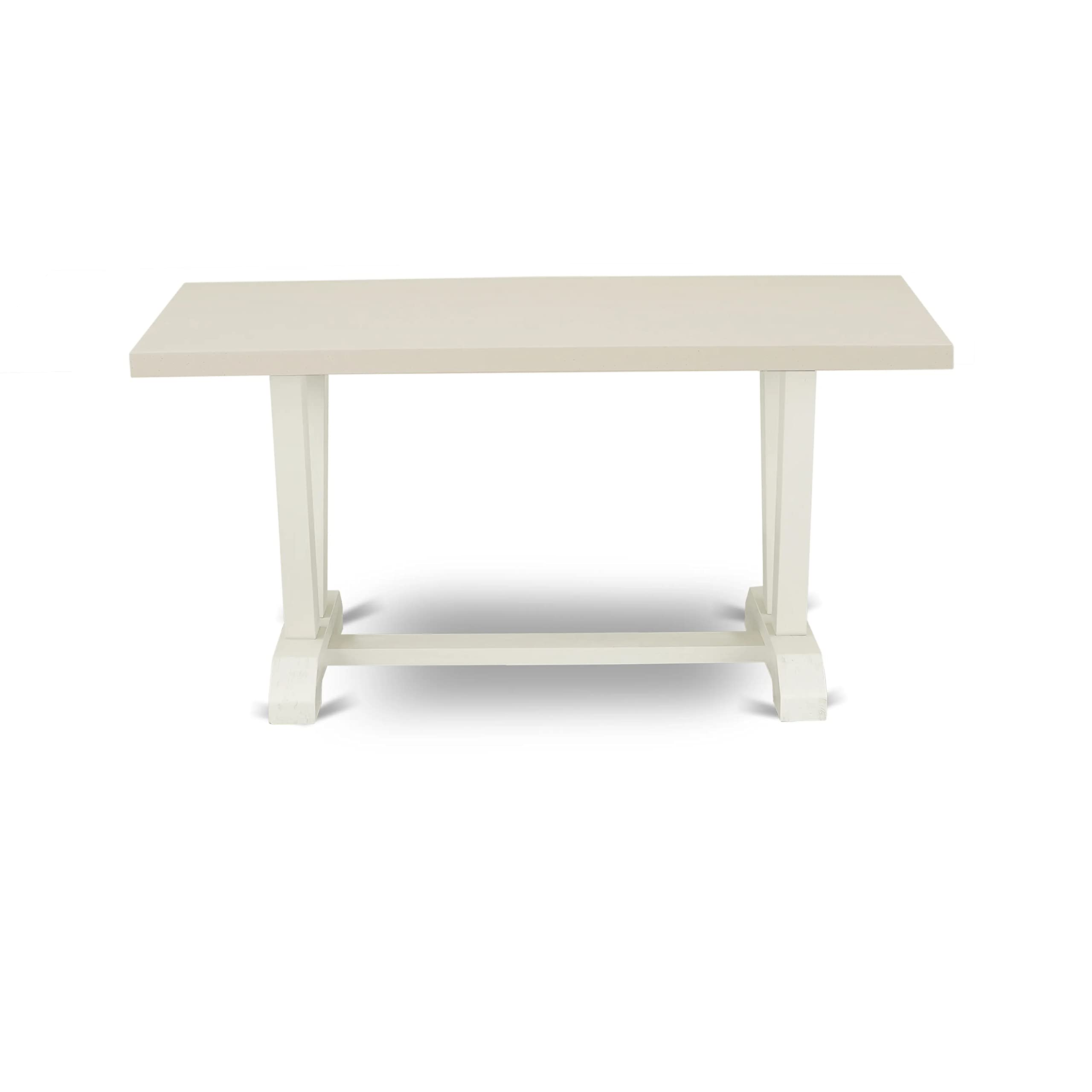 East West Furniture 5-Piece Dining Table Set for 4 - 36x60 Inch Rectangle Kitchen Table with V-Legs & 4 Light Gray Faux Leather Chairs, Multi-Color - Perfect for Small Spaces, Breakfast Nooks & Cozy Family Meals